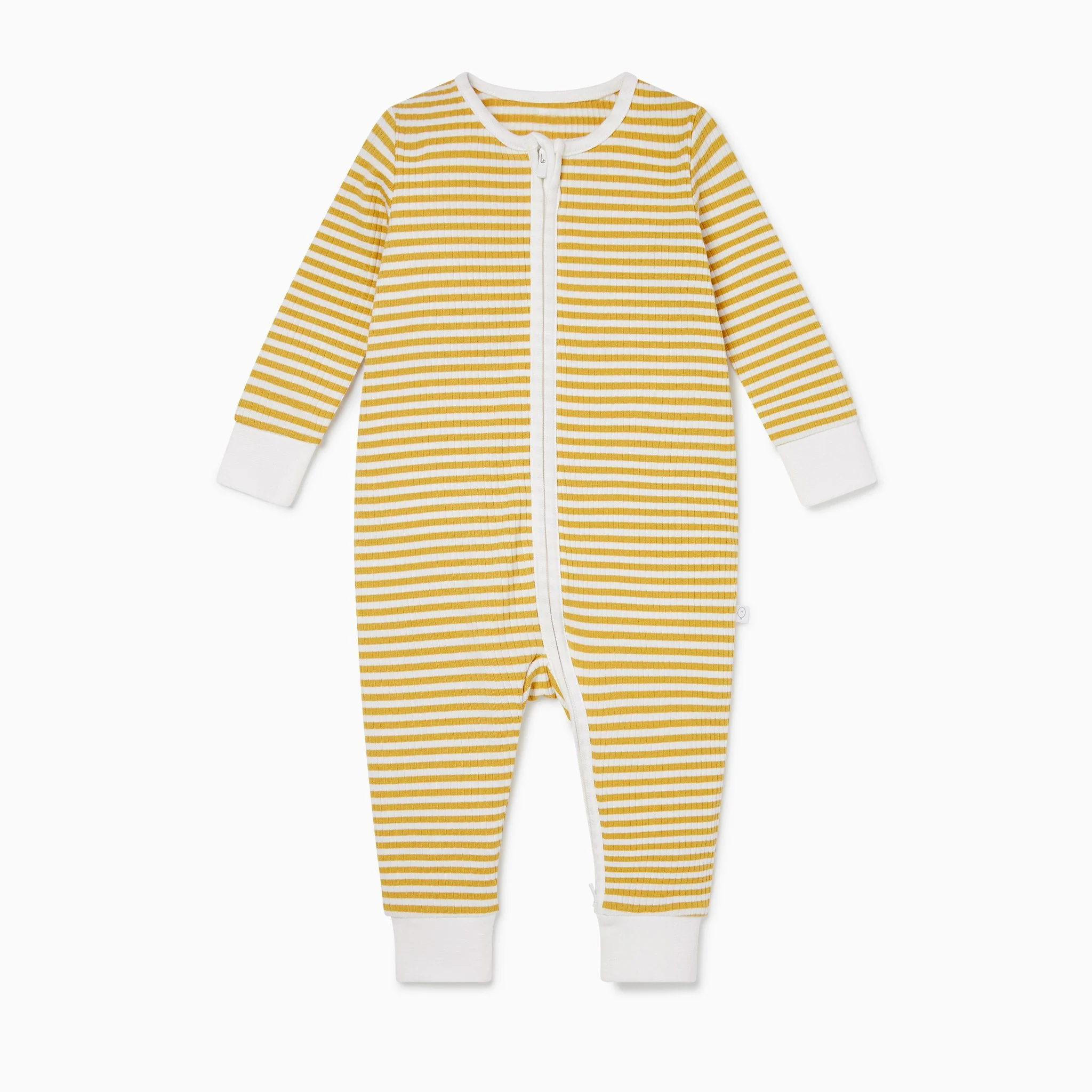 Mustard Stripe Ribbed Clever Zip Sleepsuit - Image 4