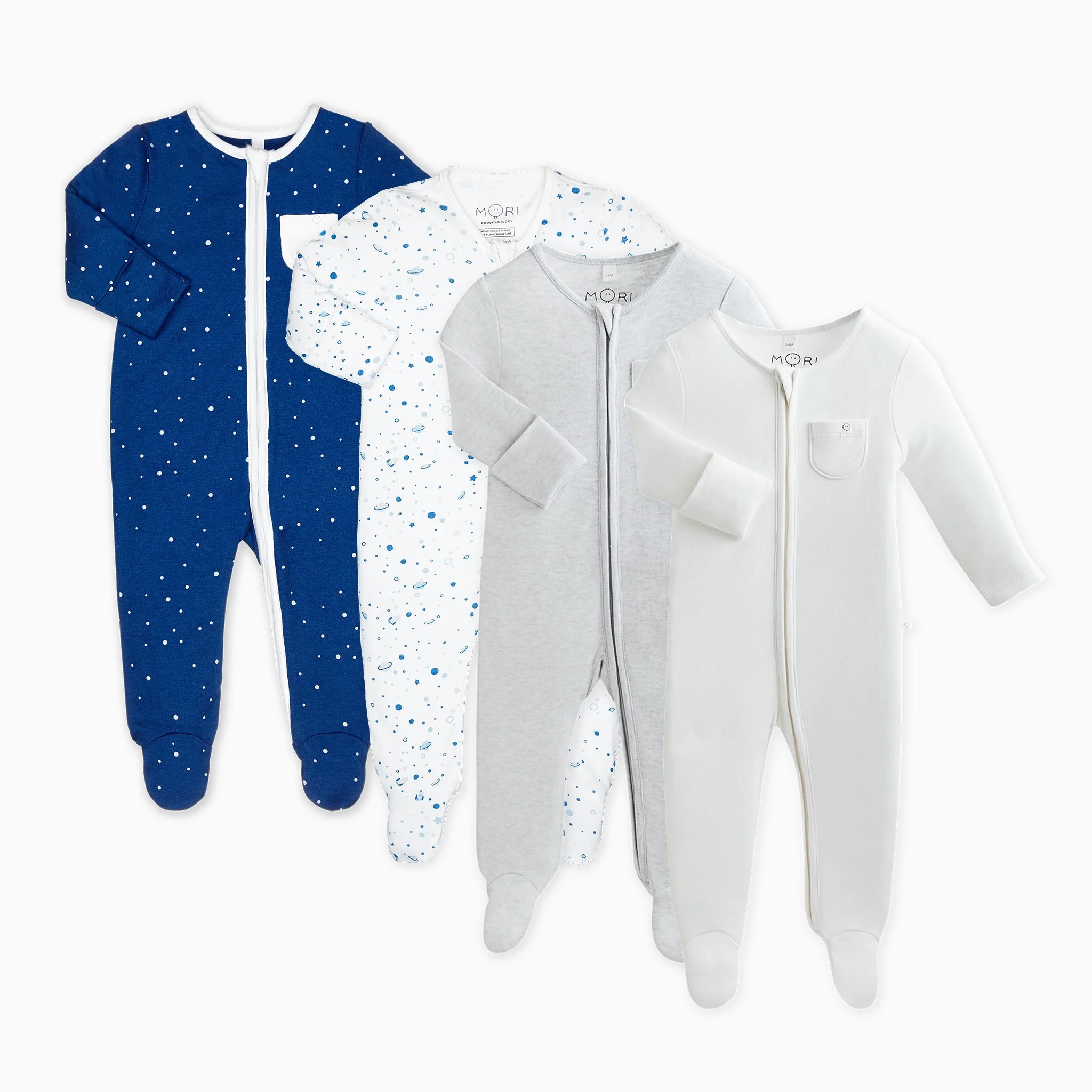 Night Sky Zip-Up Sleepsuit 4 Pack