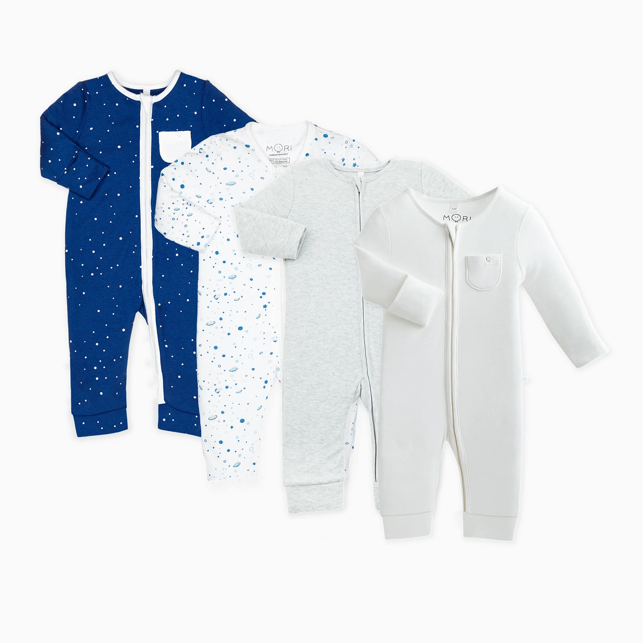 Night Sky Zip-Up Sleepsuit 4 Pack - Image 2