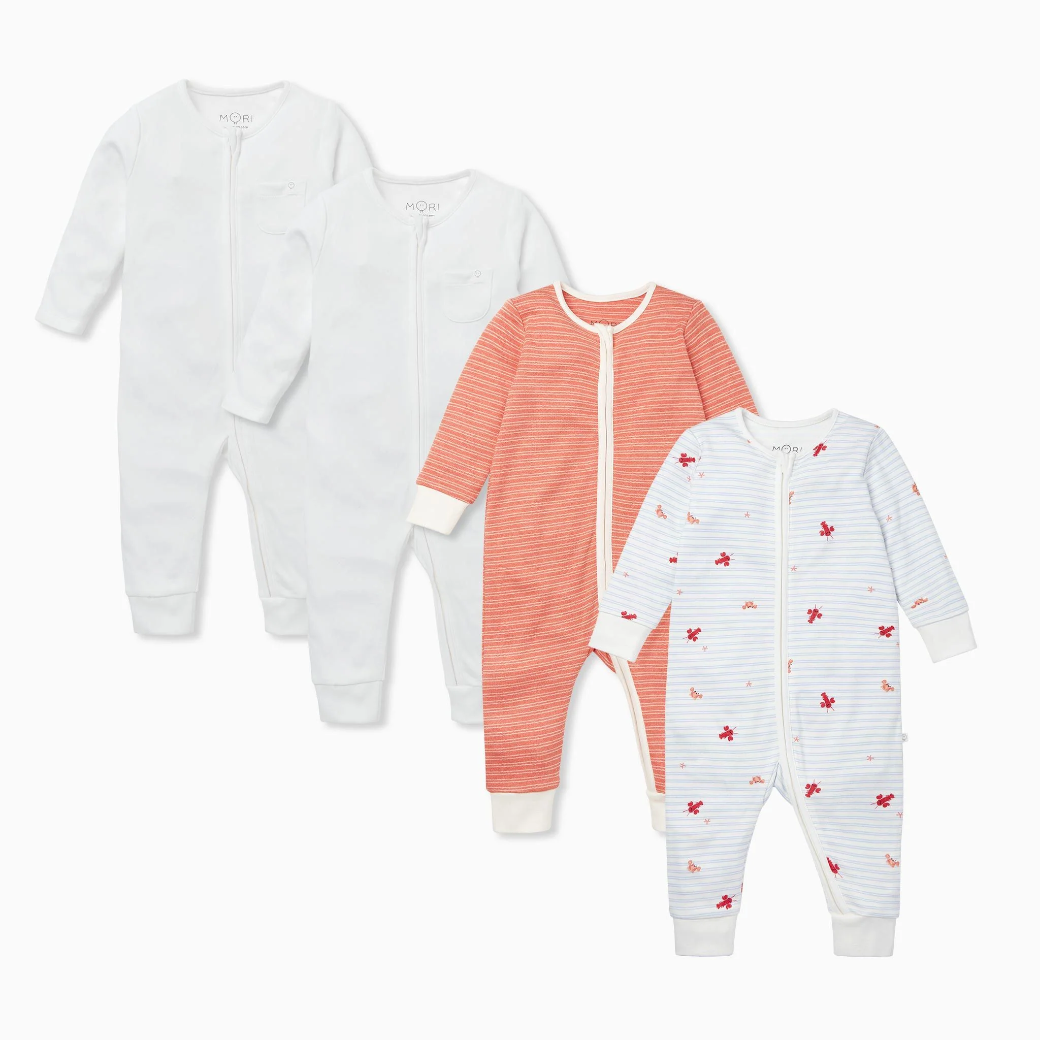 Ocean & Coral Zip-Up Sleepsuit 4 Pack - Image 2