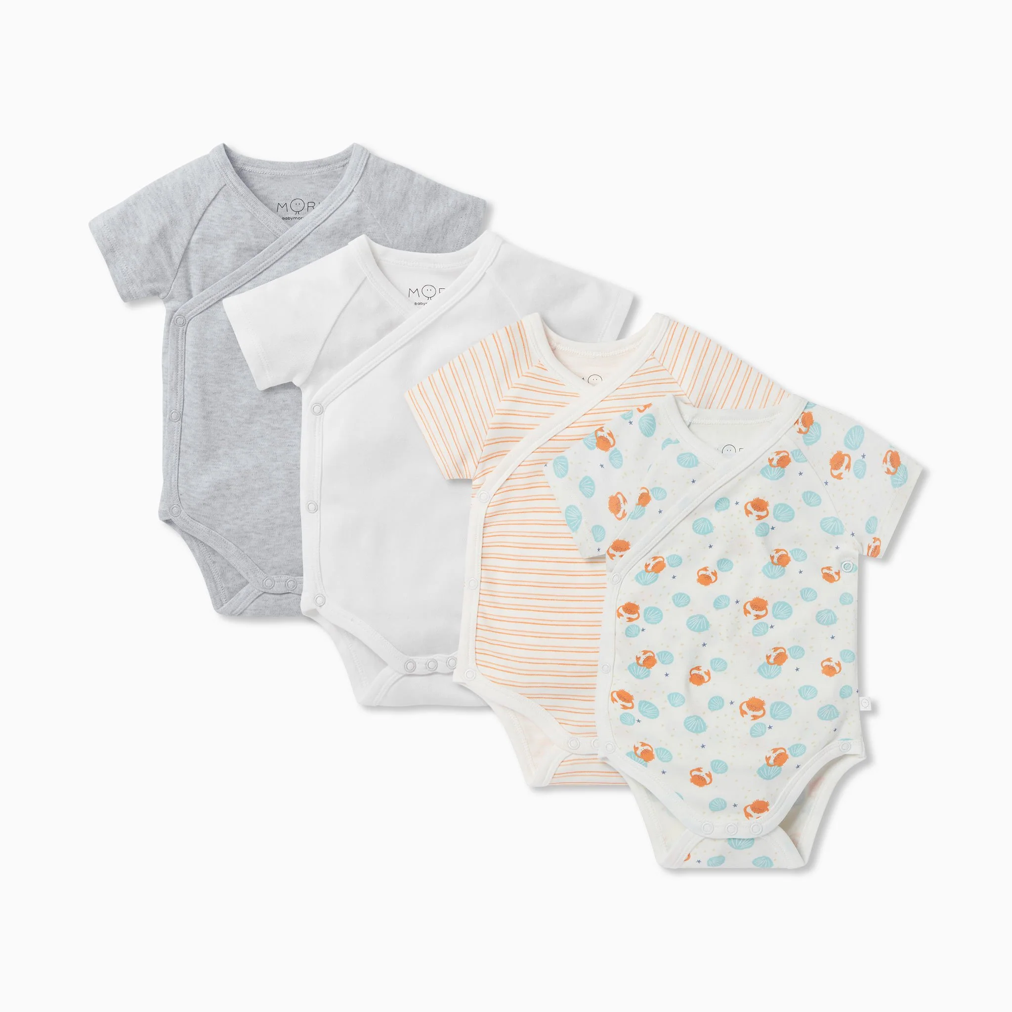 Ocean Short Sleeve Kimono Bodysuit 4 Pack