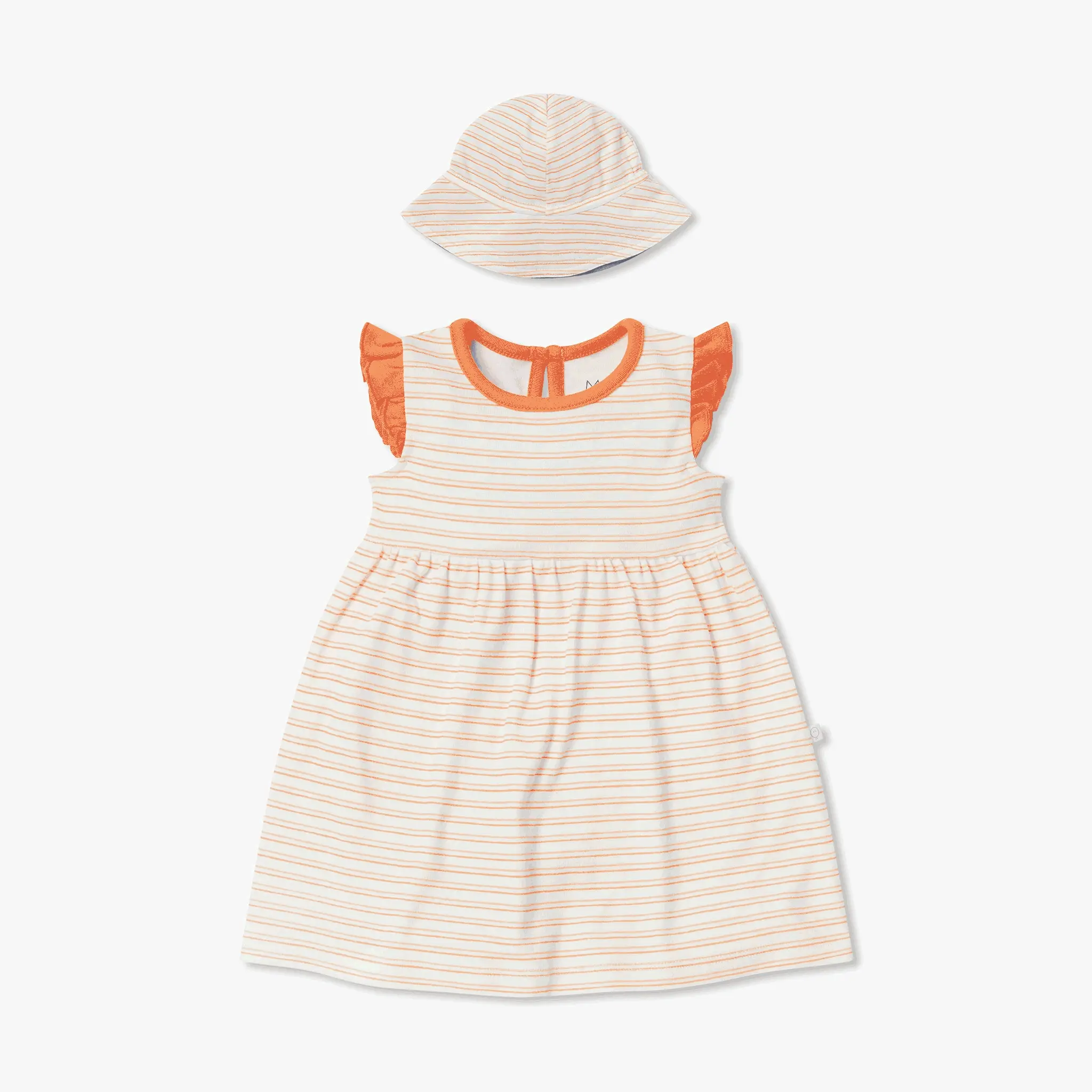 Orange Stripe Frill Dress & Hat Outfit - Image 2