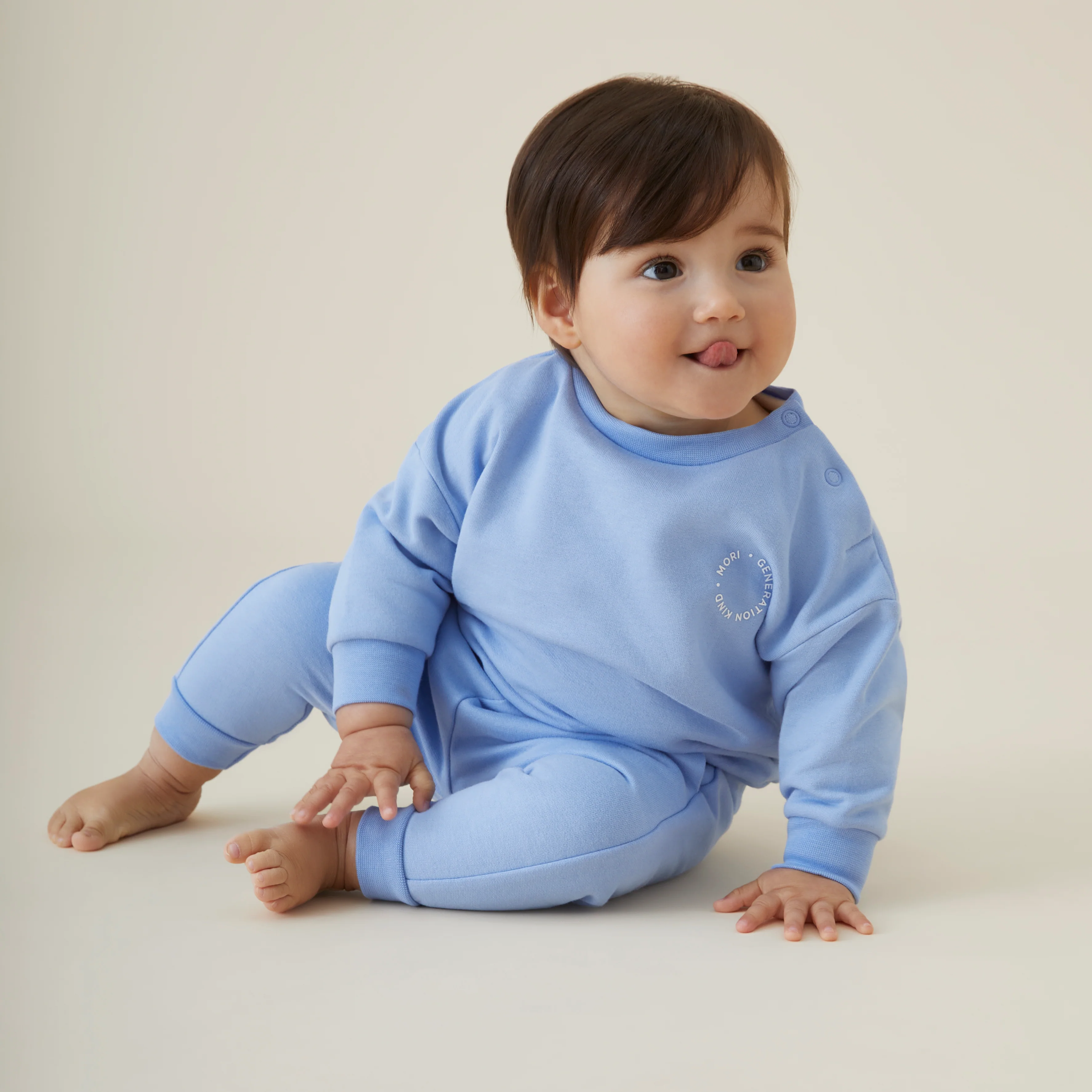 Organic Cotton Oversized Joggers - Blue - Image 6