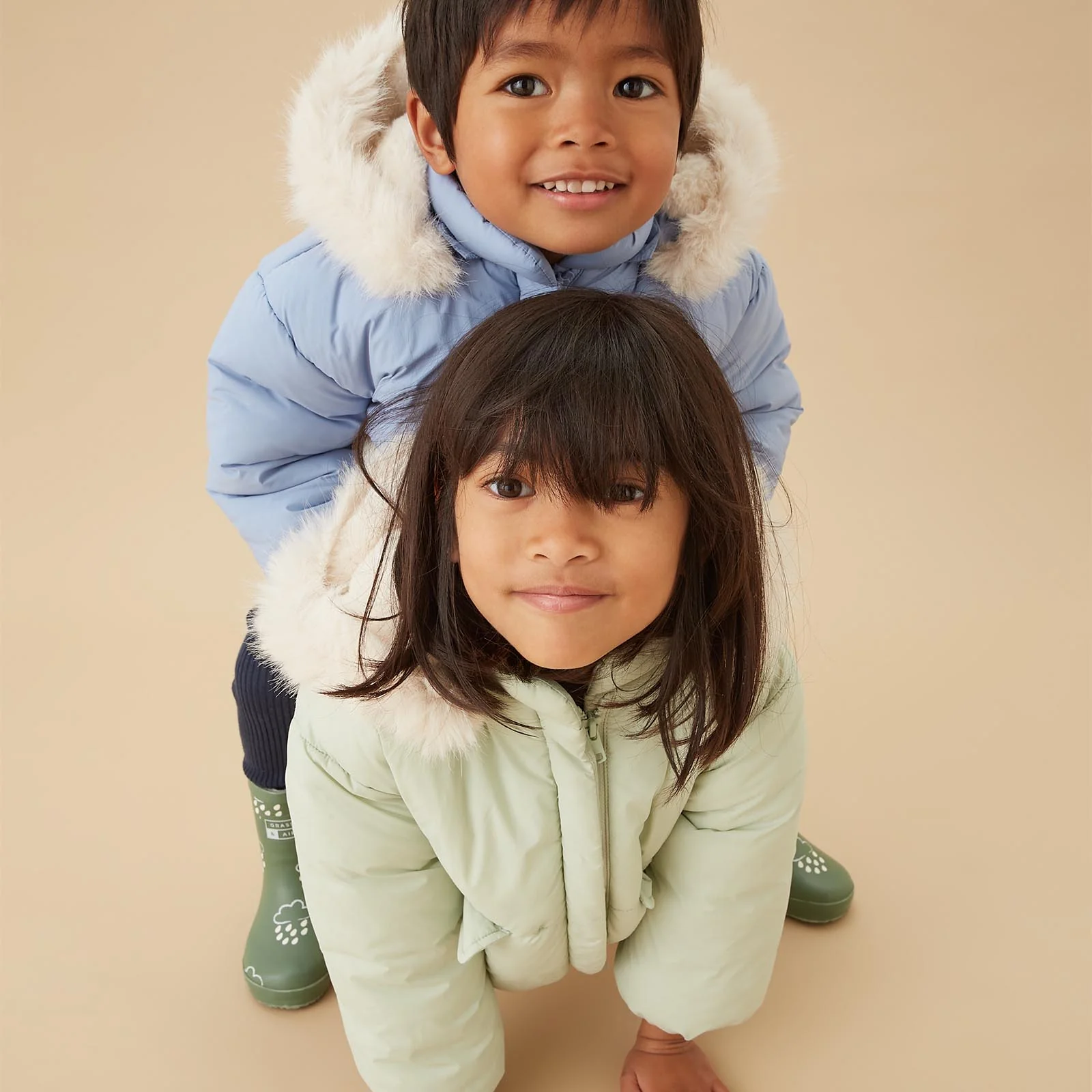 Padded Coat & Detachable Hood - Sage