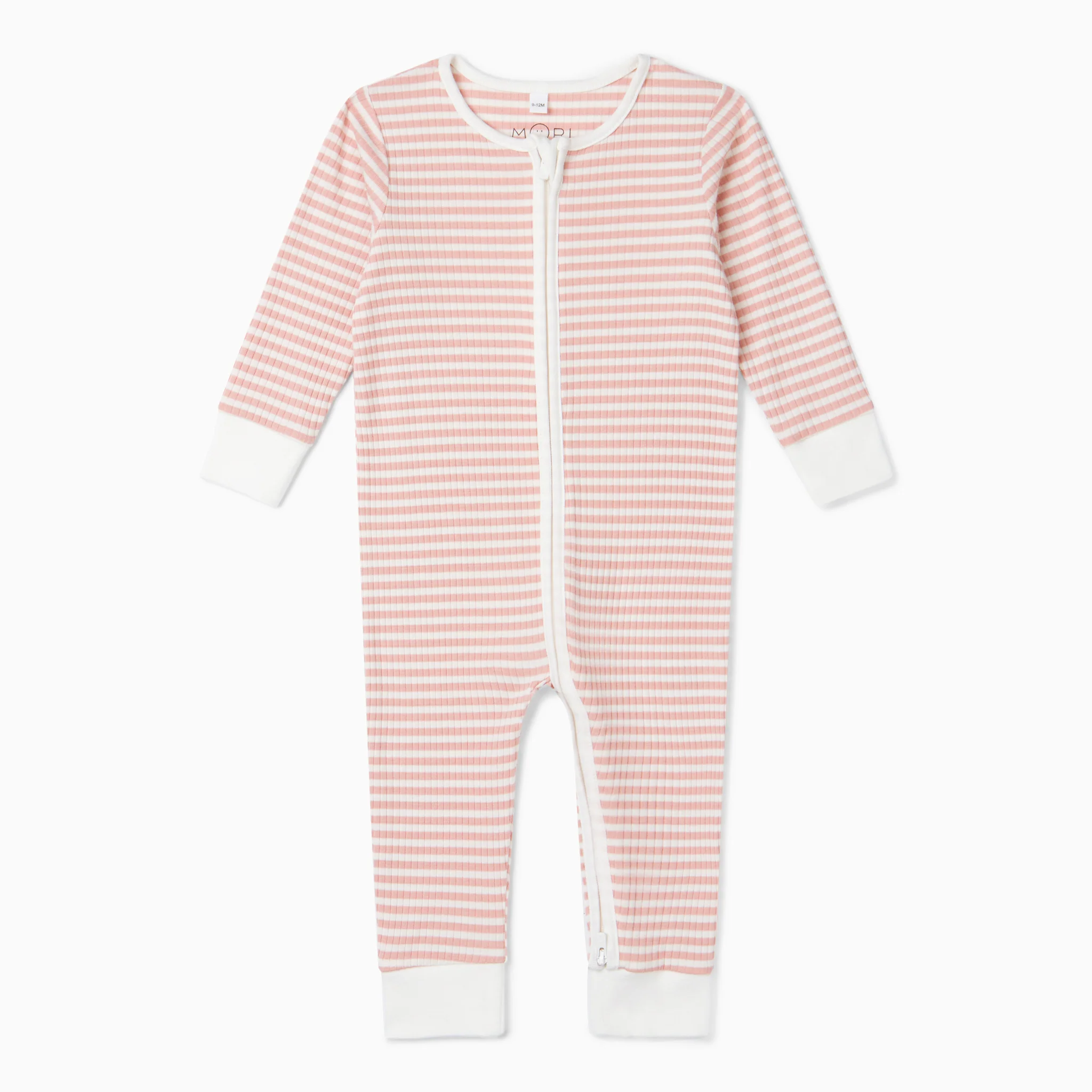 Pink Stripe Ribbed Clever Zip Sleepsuit - Image 3