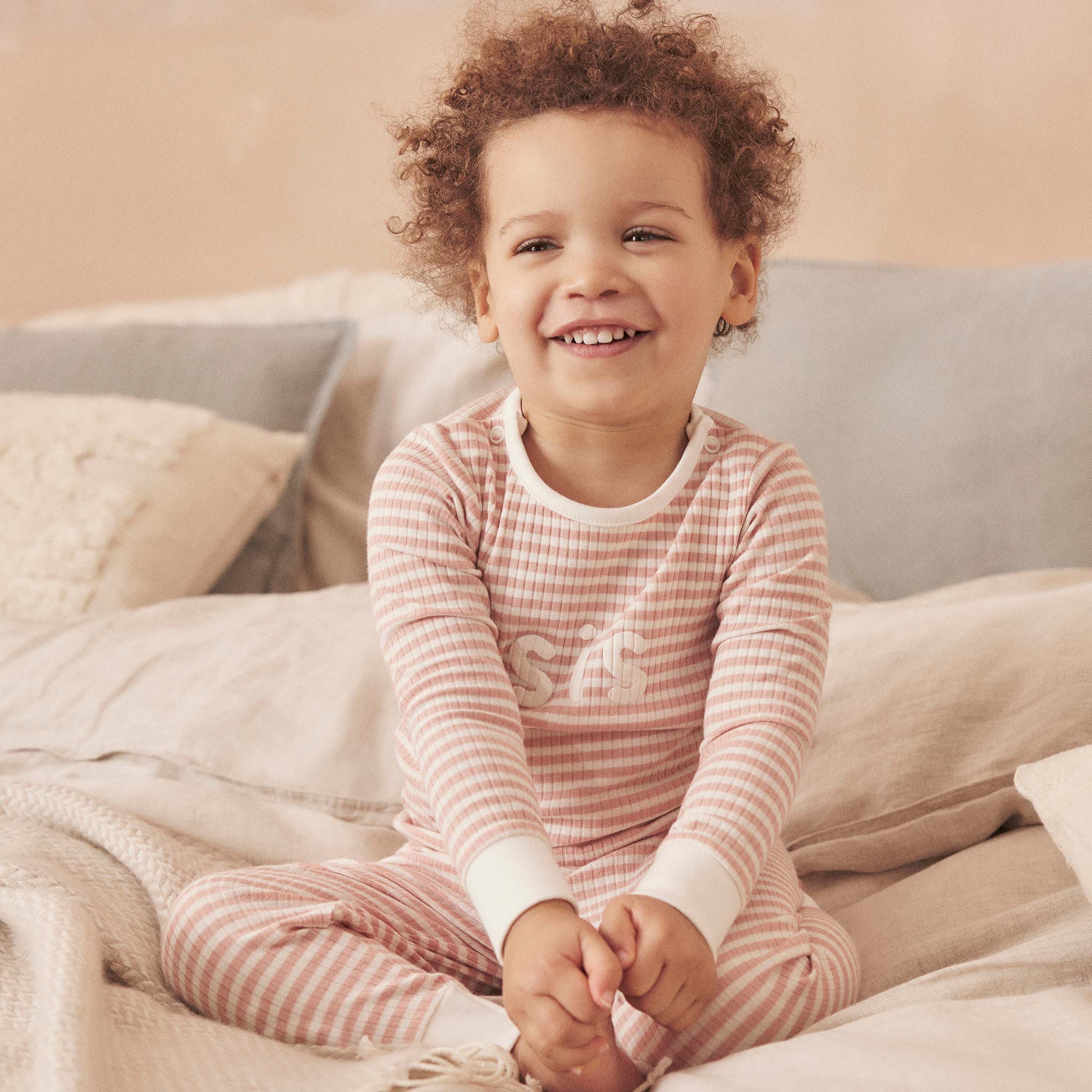 Pink Stripe Sis Ribbed Pyjamas - Image 3
