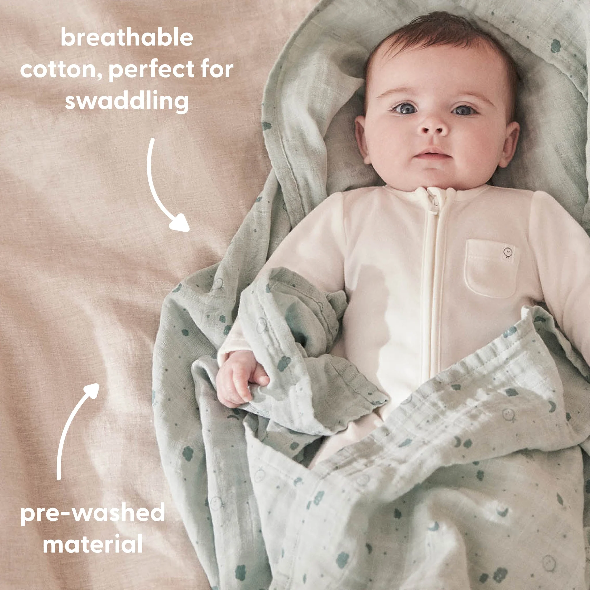 Pre-Washed Large Muslin Swaddle - Mint - Image 3