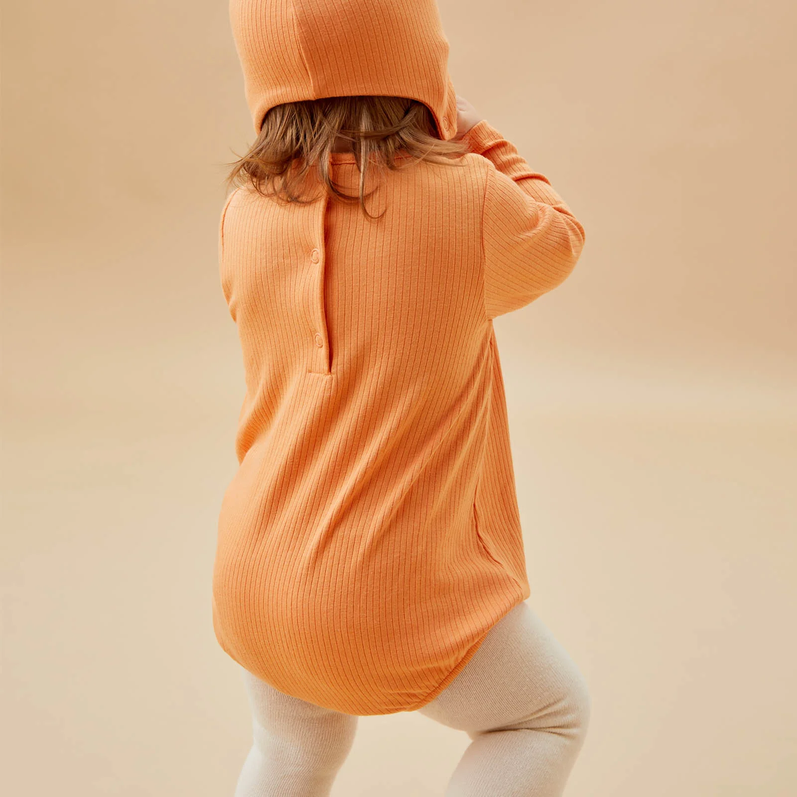 Pumpkin Ribbed Bodysuit & Hat - Image 3