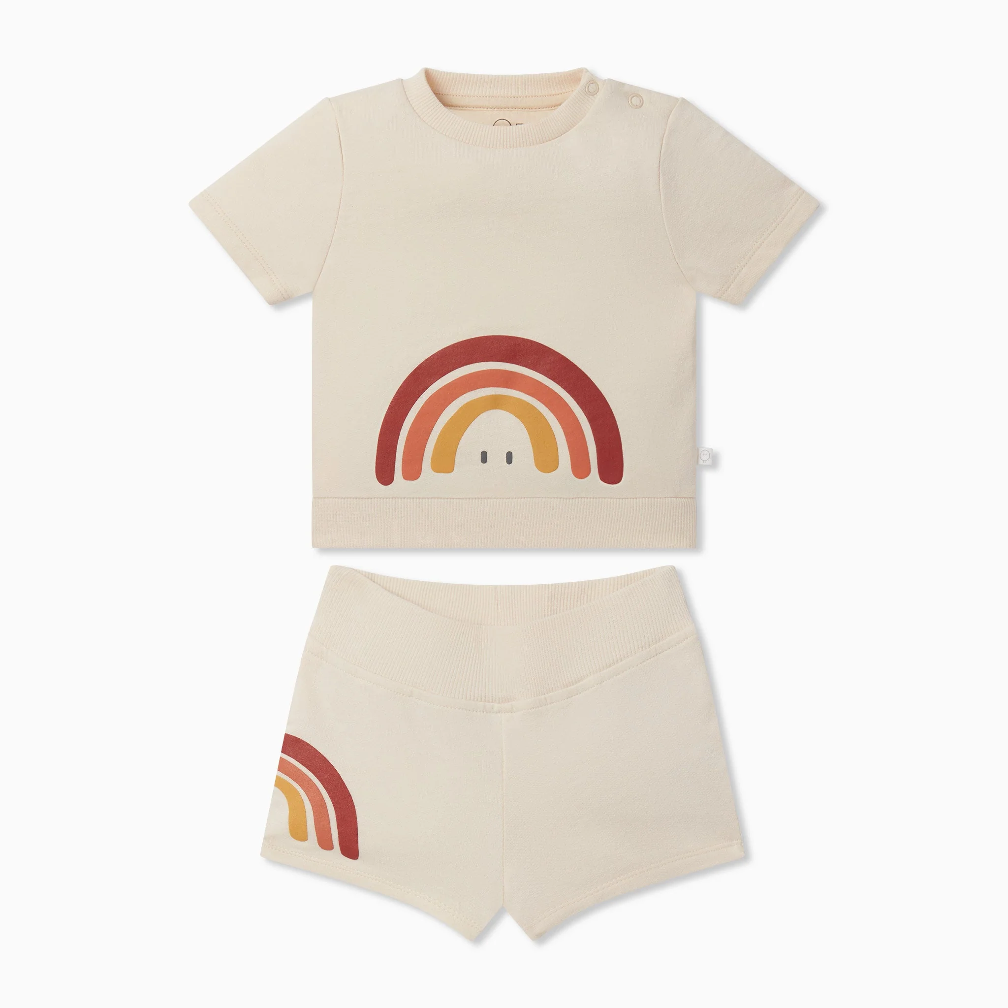 Rainbow Print Short Sleeve Sweatshirt & Shorts Outfit - Image 2