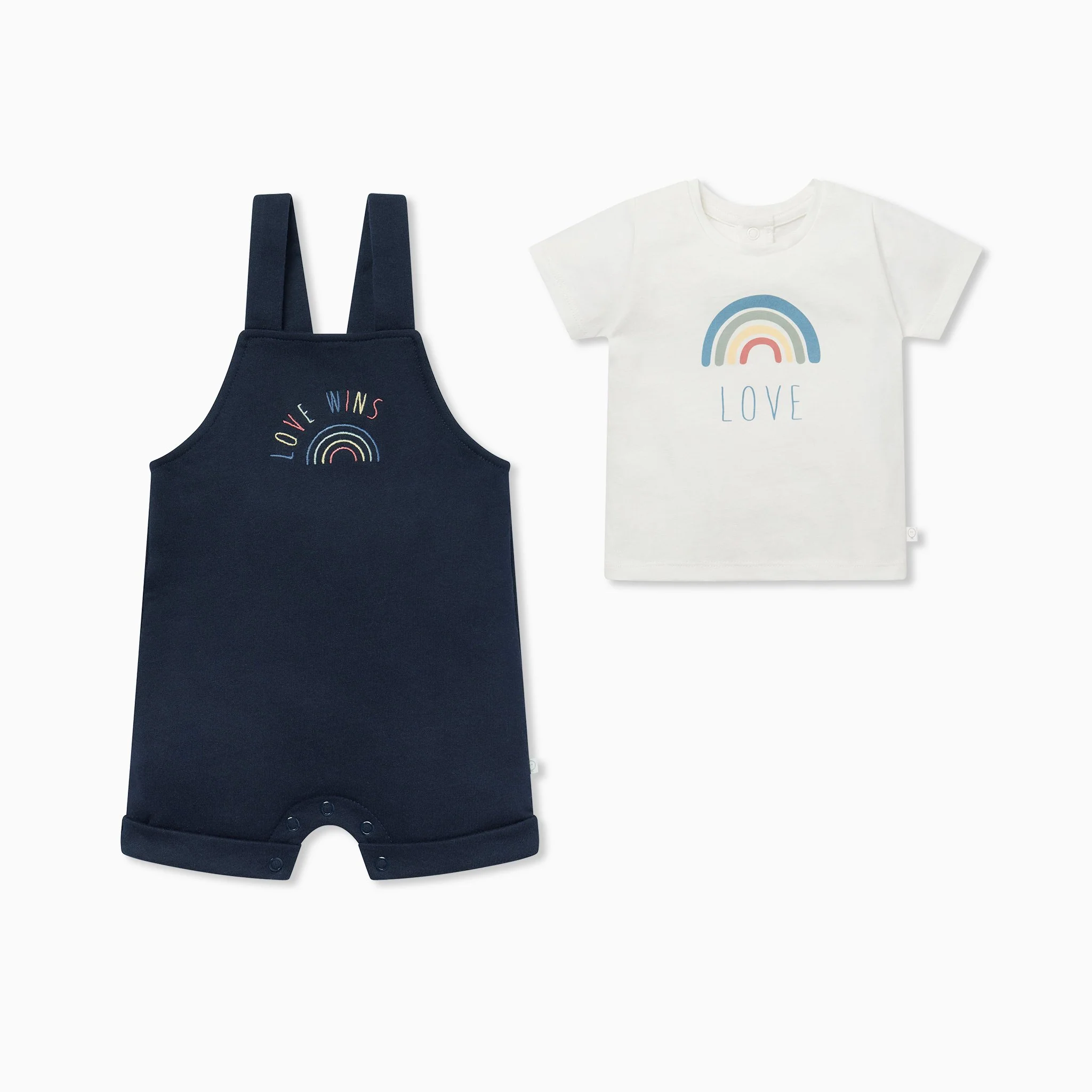Rainbow Short Sleeve T-Shirt & Dungarees Outfit