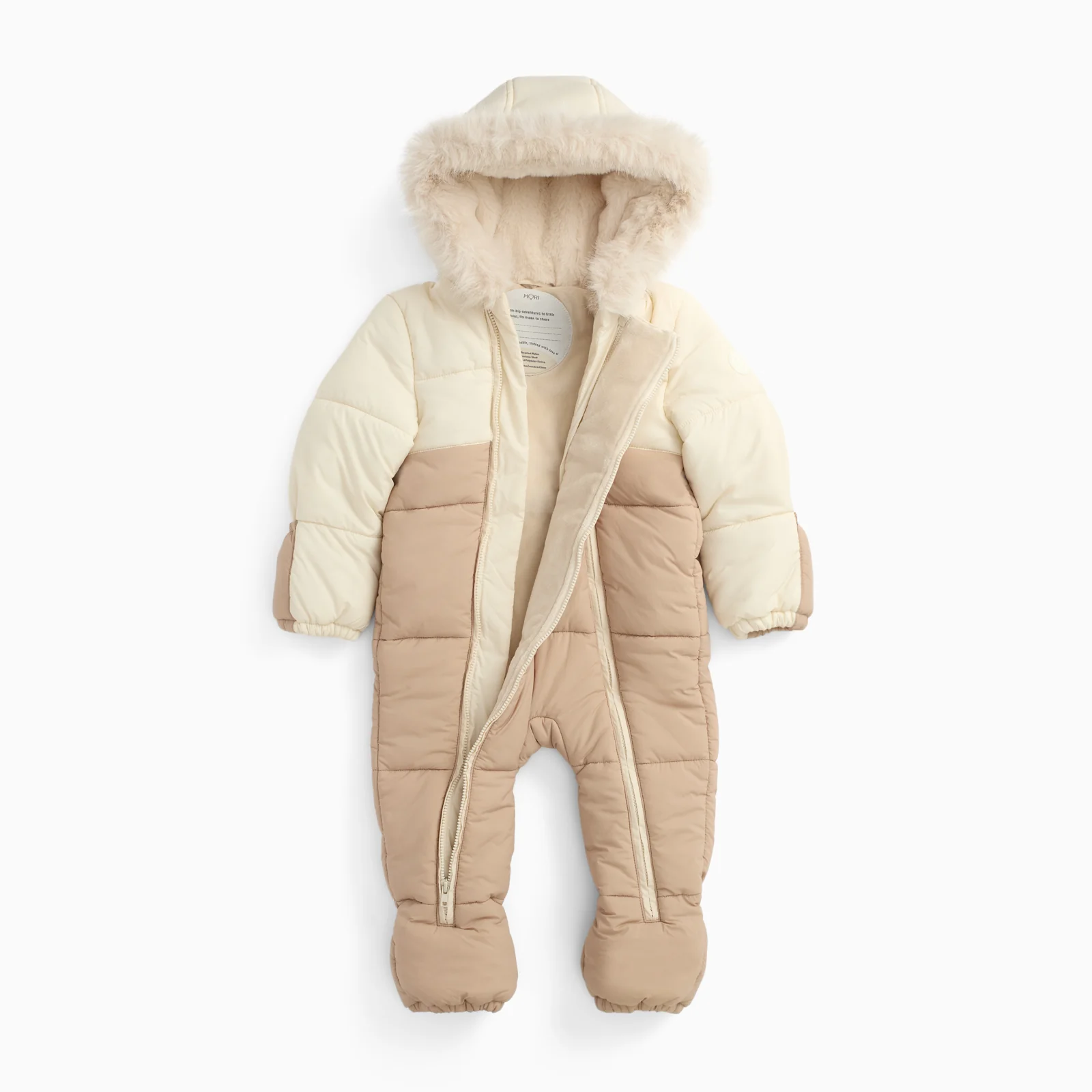 Recycled Padded Snowsuit - Ecru & Sesame