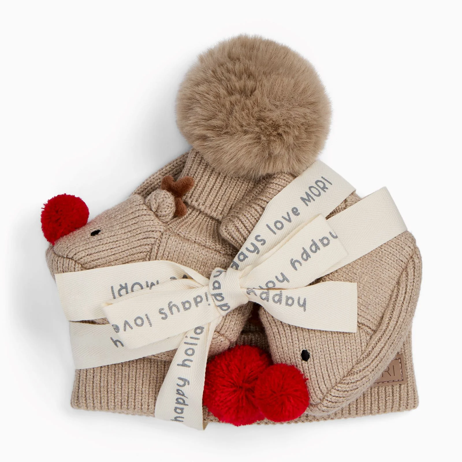 Reindeer Hat with Pompom and Booties Set - Image 4