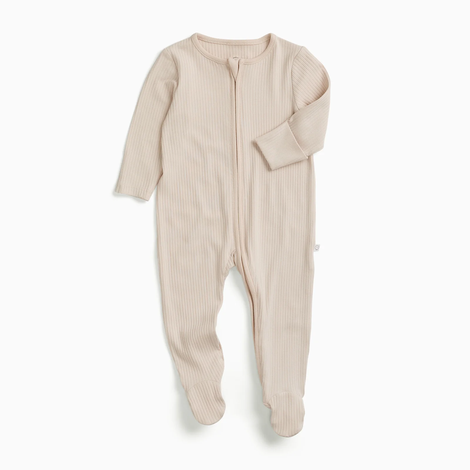 Ribbed Clever Zip Sleepsuit - Ecru - Image 2