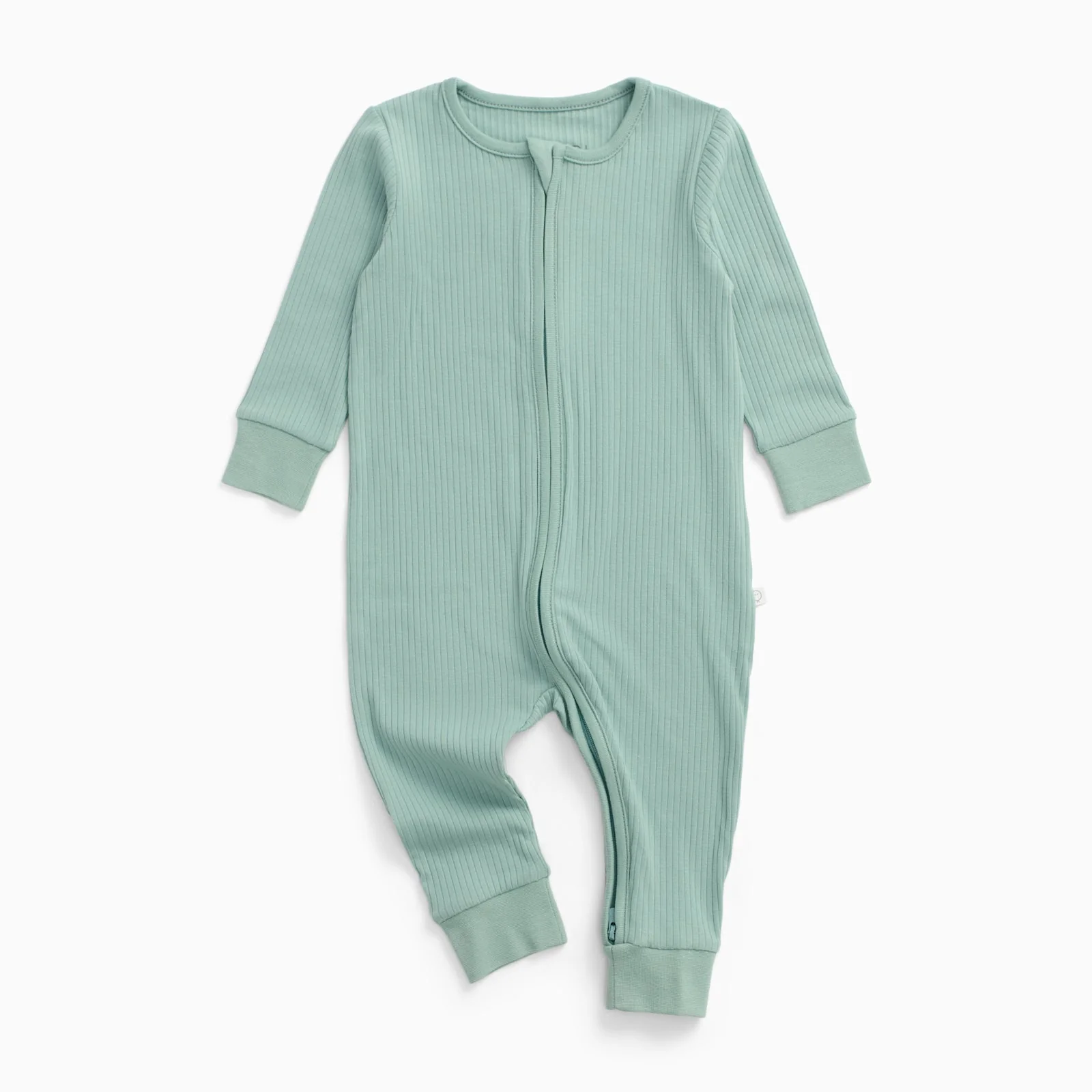 Ribbed Clever Zip Sleepsuit - Mint - Image 3