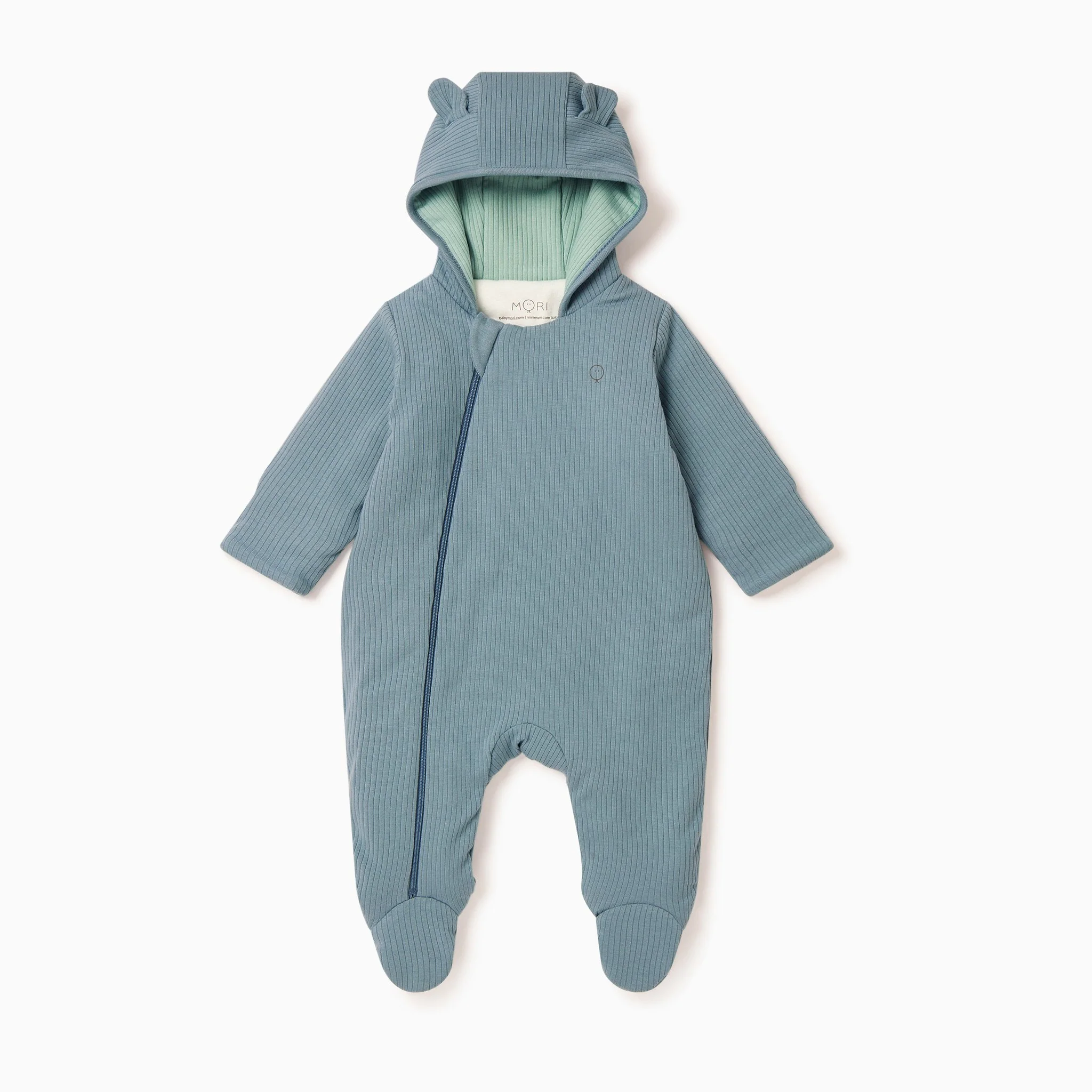 Ribbed Pramsuit - Blue & Mint