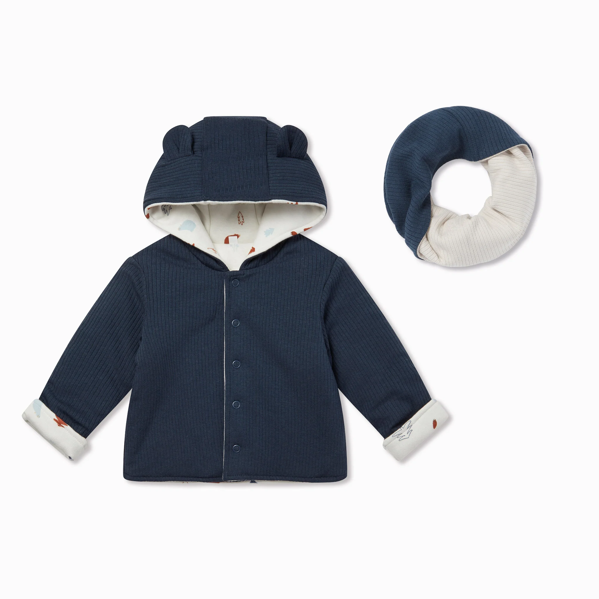 Ribbed Reversible Coat & Snood Set - Image 2