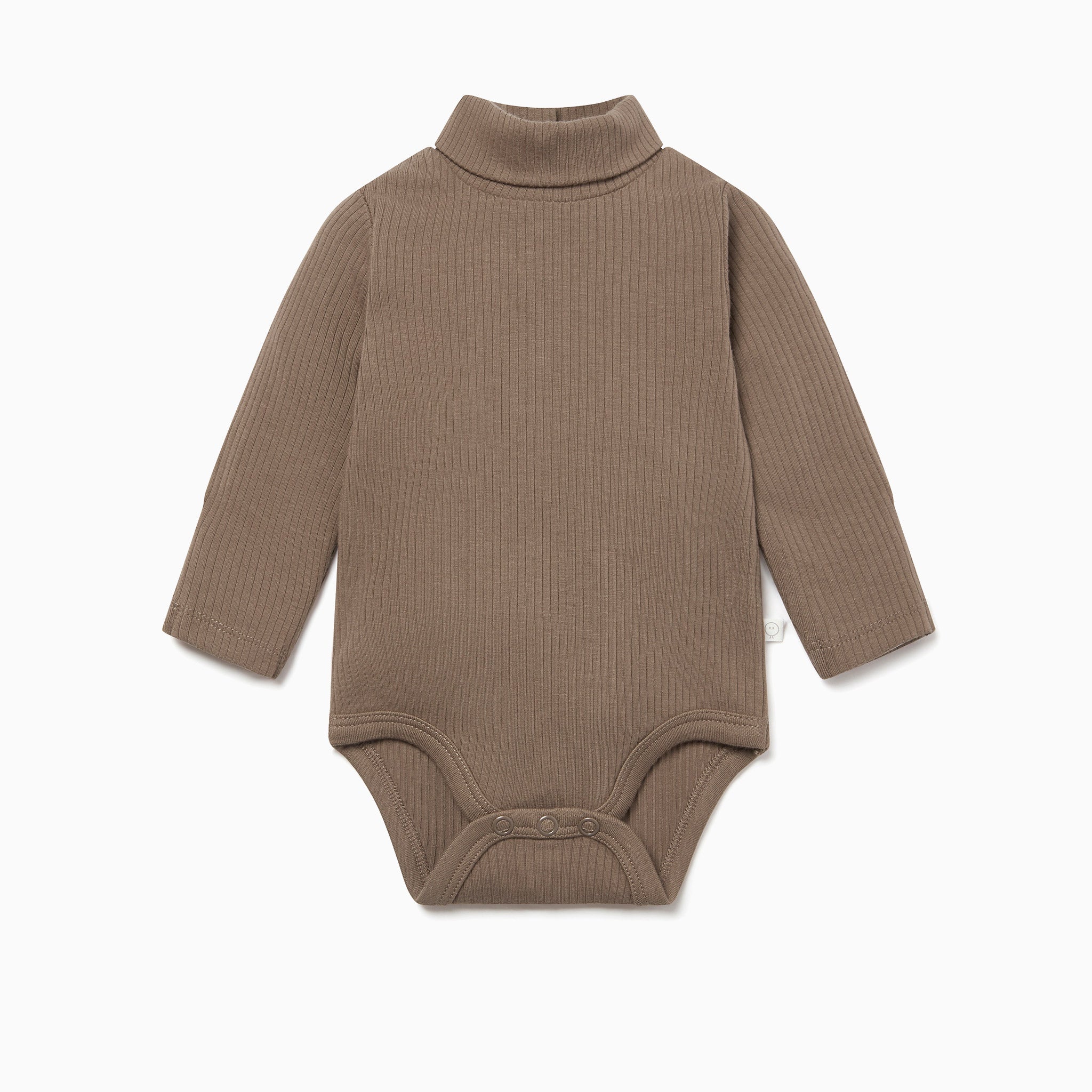 Ribbed Roll Neck Bodysuit - Brown