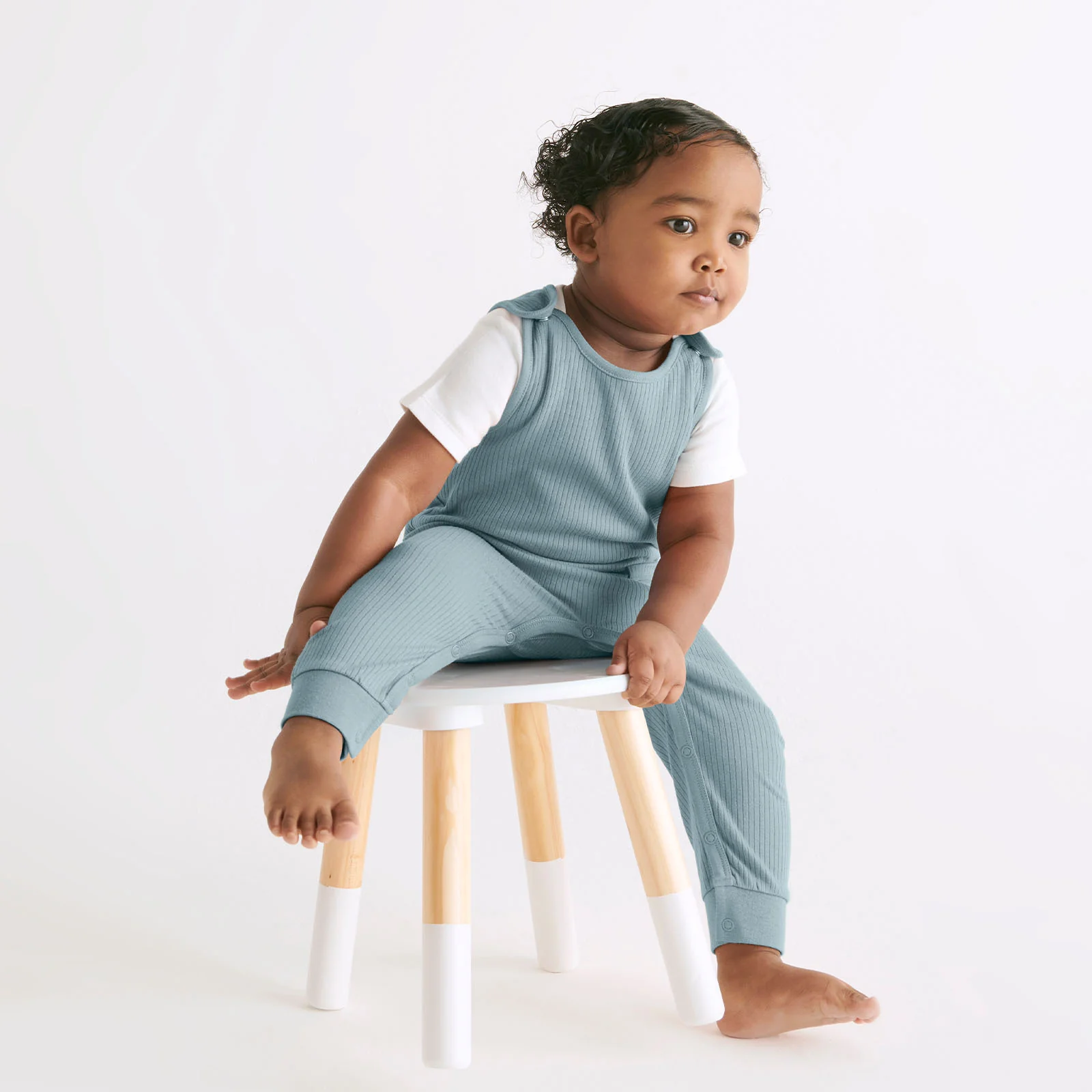Ribbed Dungarees - Blue