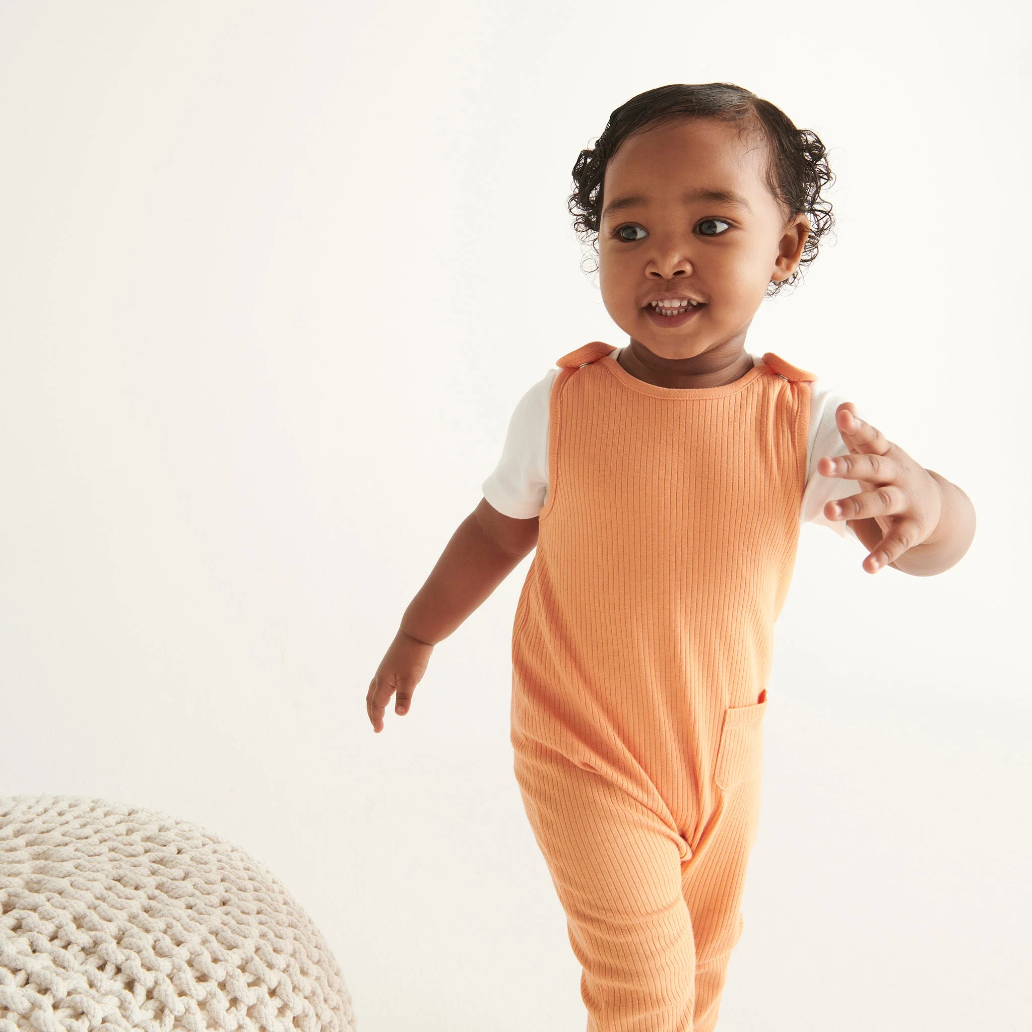 Ribbed Dungarees - Orange