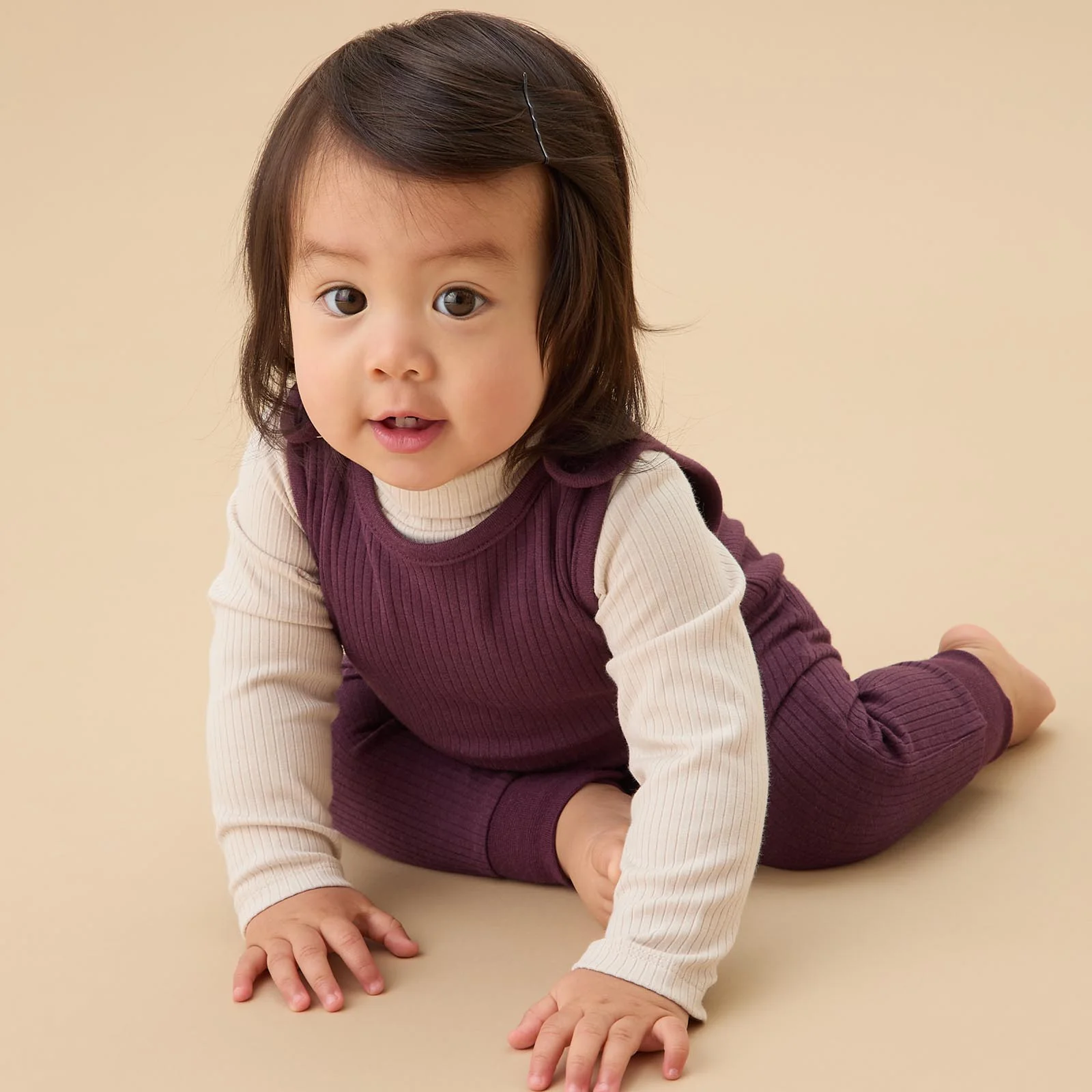 Ribbed Romper & Roll Neck Bodysuit Outfit