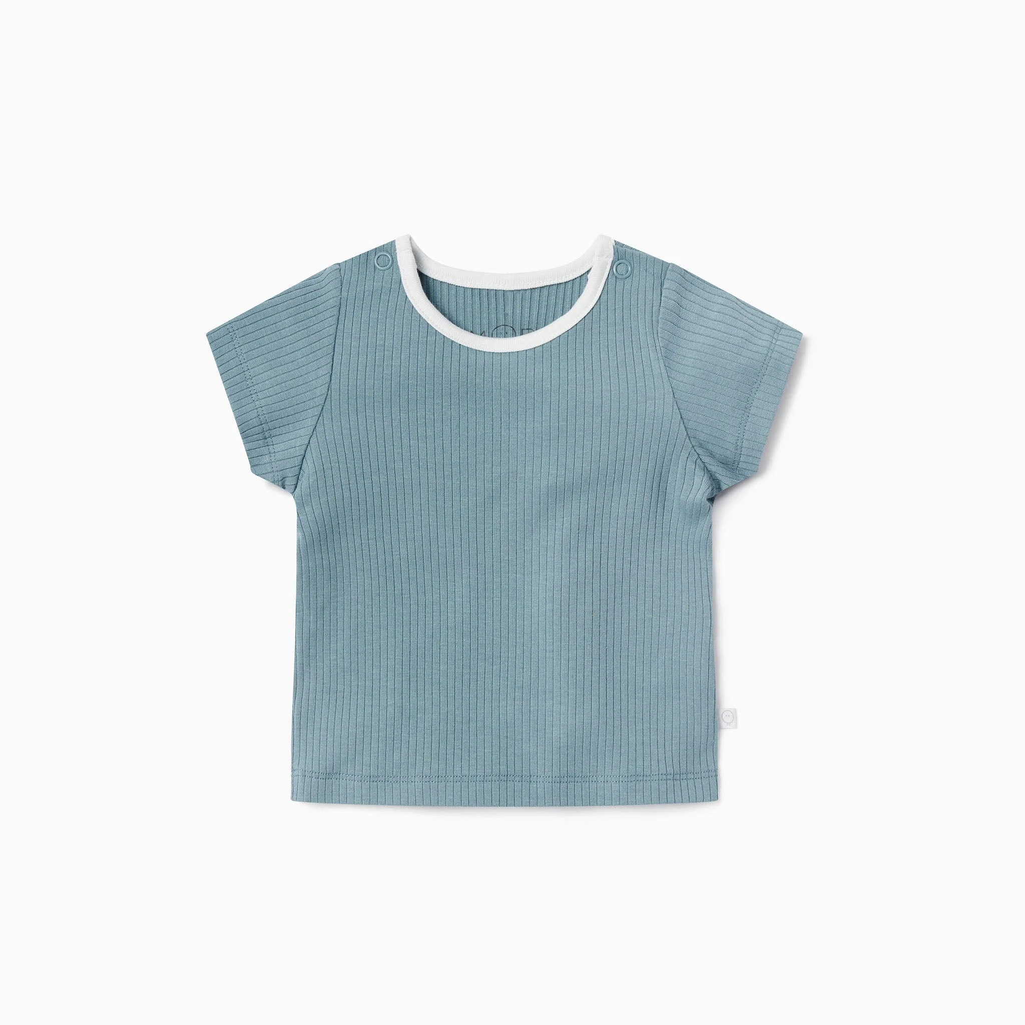 Ribbed Short Sleeve T-Shirt - Blue