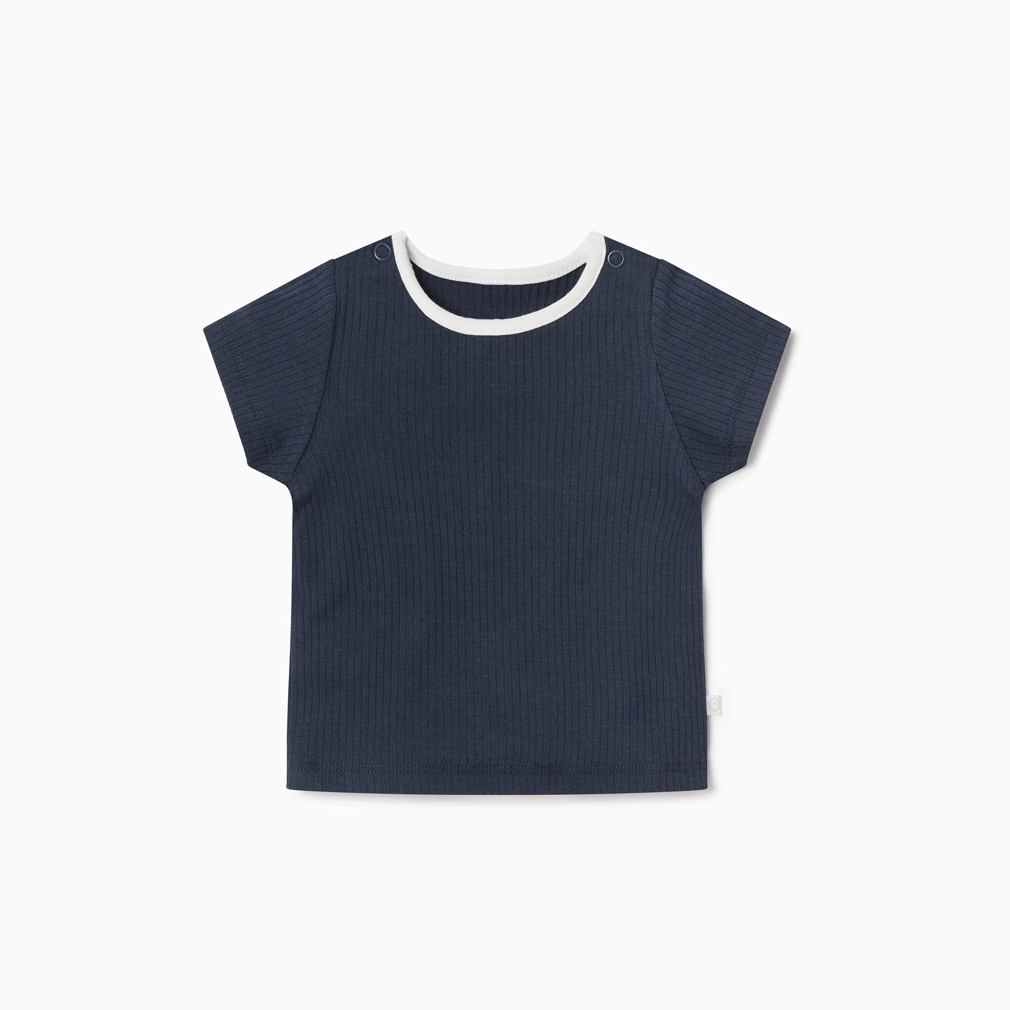 Ribbed Short Sleeve T-Shirt - Navy