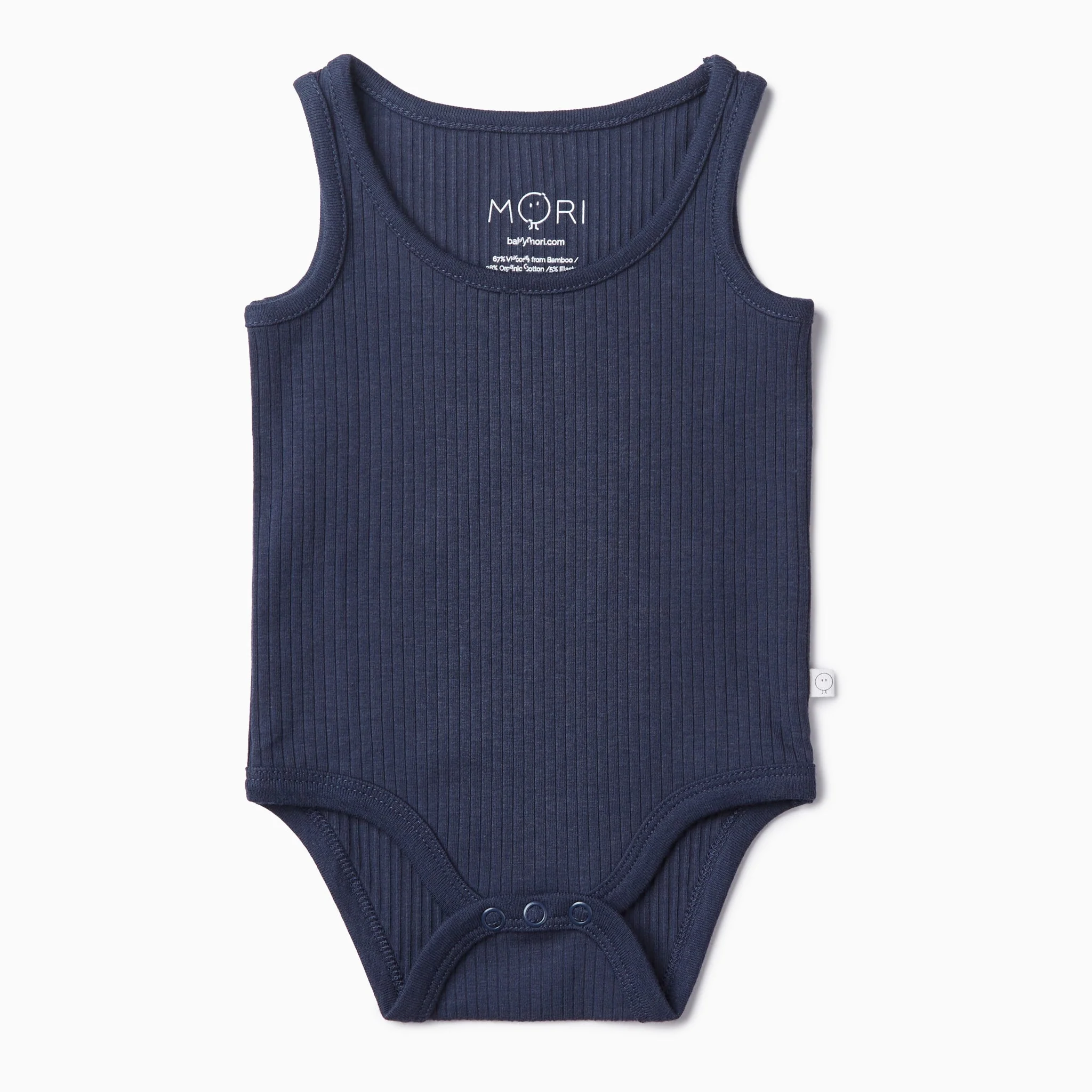 Ribbed Sleeveless Bodysuit - Navy