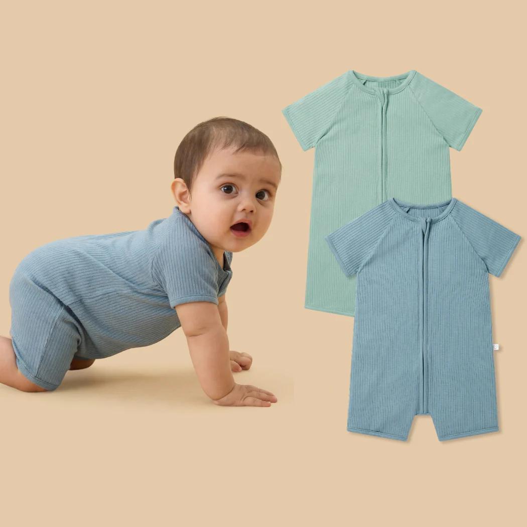 Ribbed Zip Summer Sleepsuit 2 Pack - Image 6