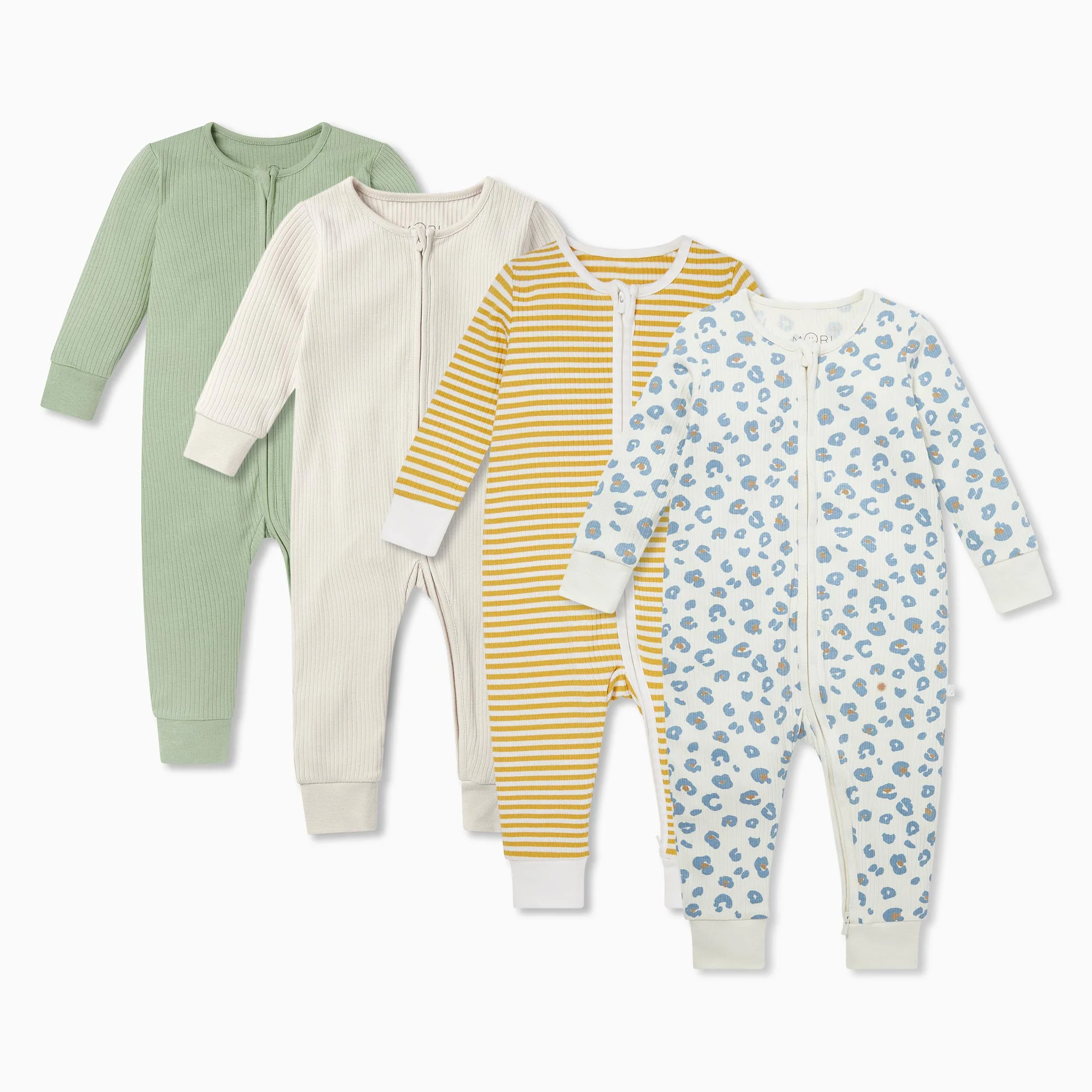 Safari Ribbed Clever Zip Sleepsuit 4 Pack - Image 2