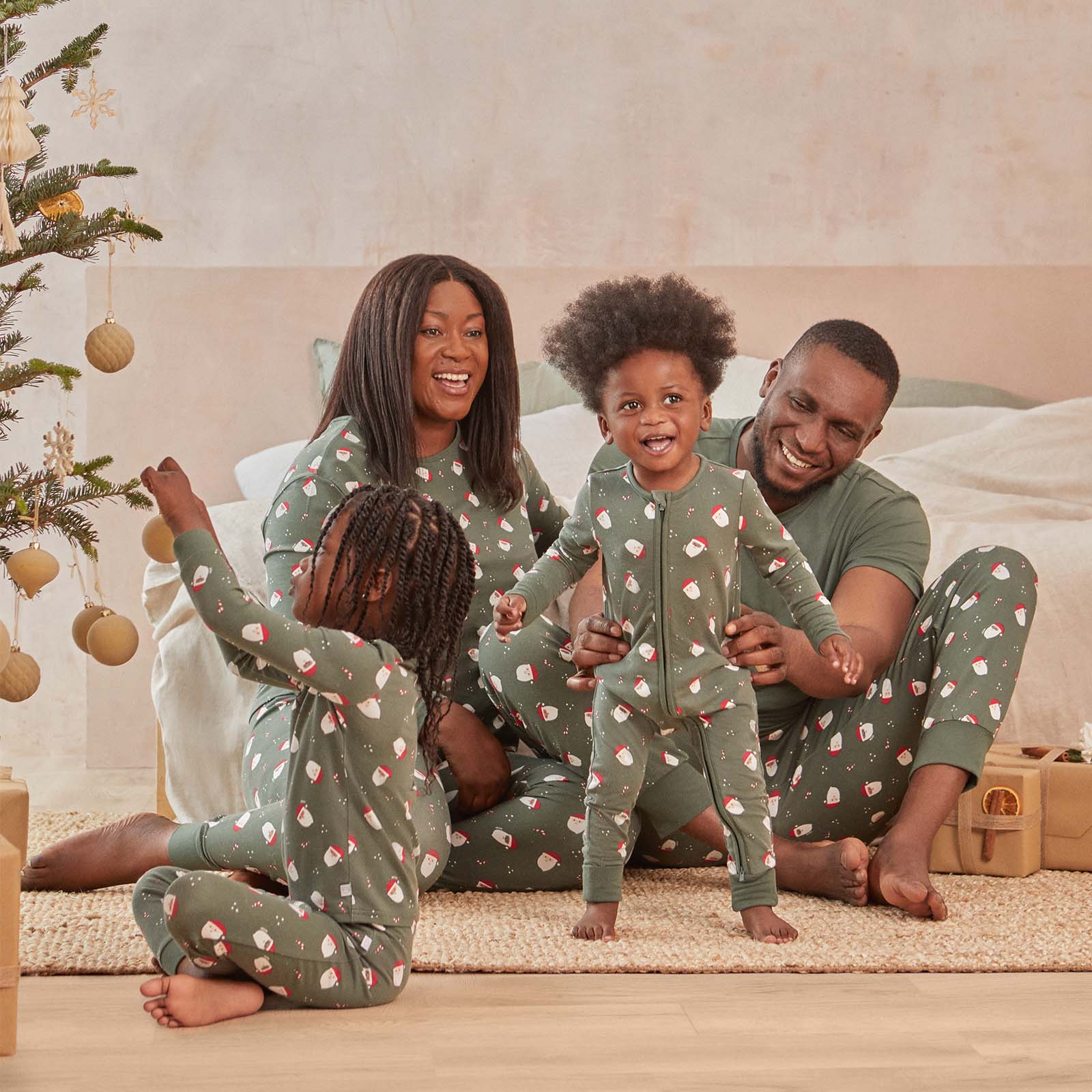 Santa Print Clever Zip Sleepsuit - Image 2