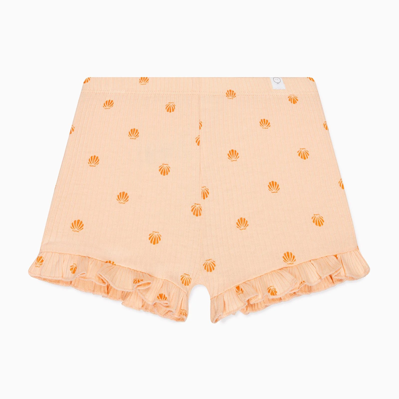 Shell Print Frilled Ribbed Shorts