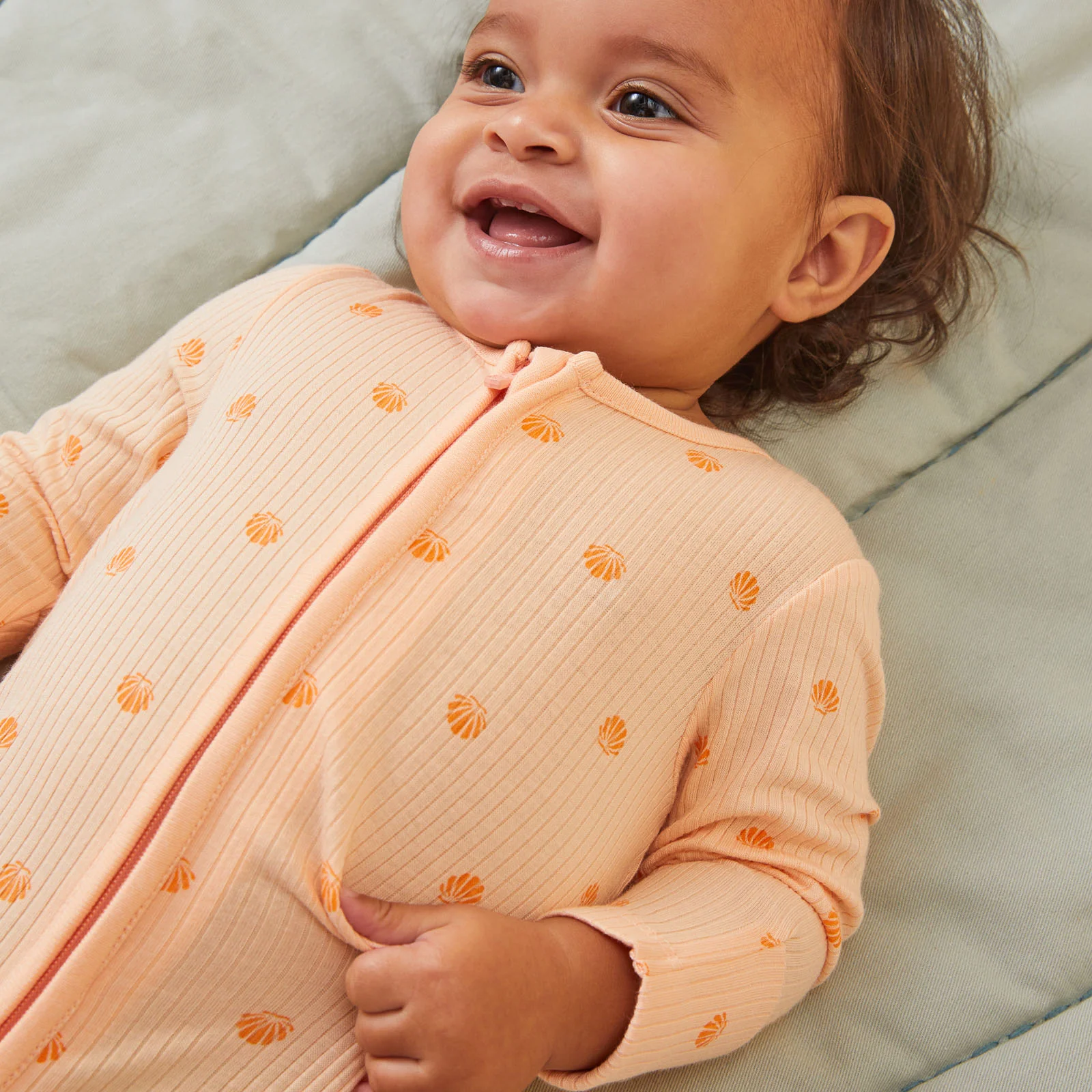Shell Print Ribbed Clever Zip Sleepsuit - Image 3