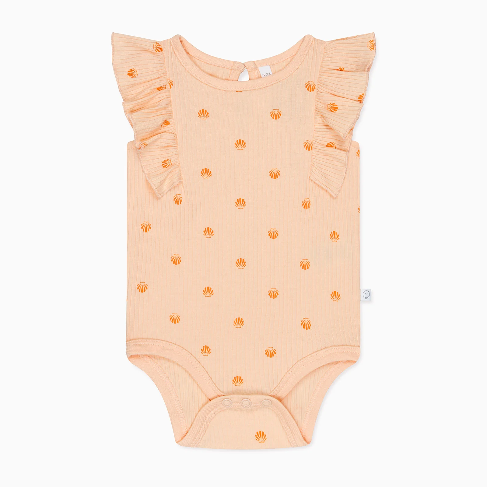 Shell Print Ribbed Frilled Bodysuit