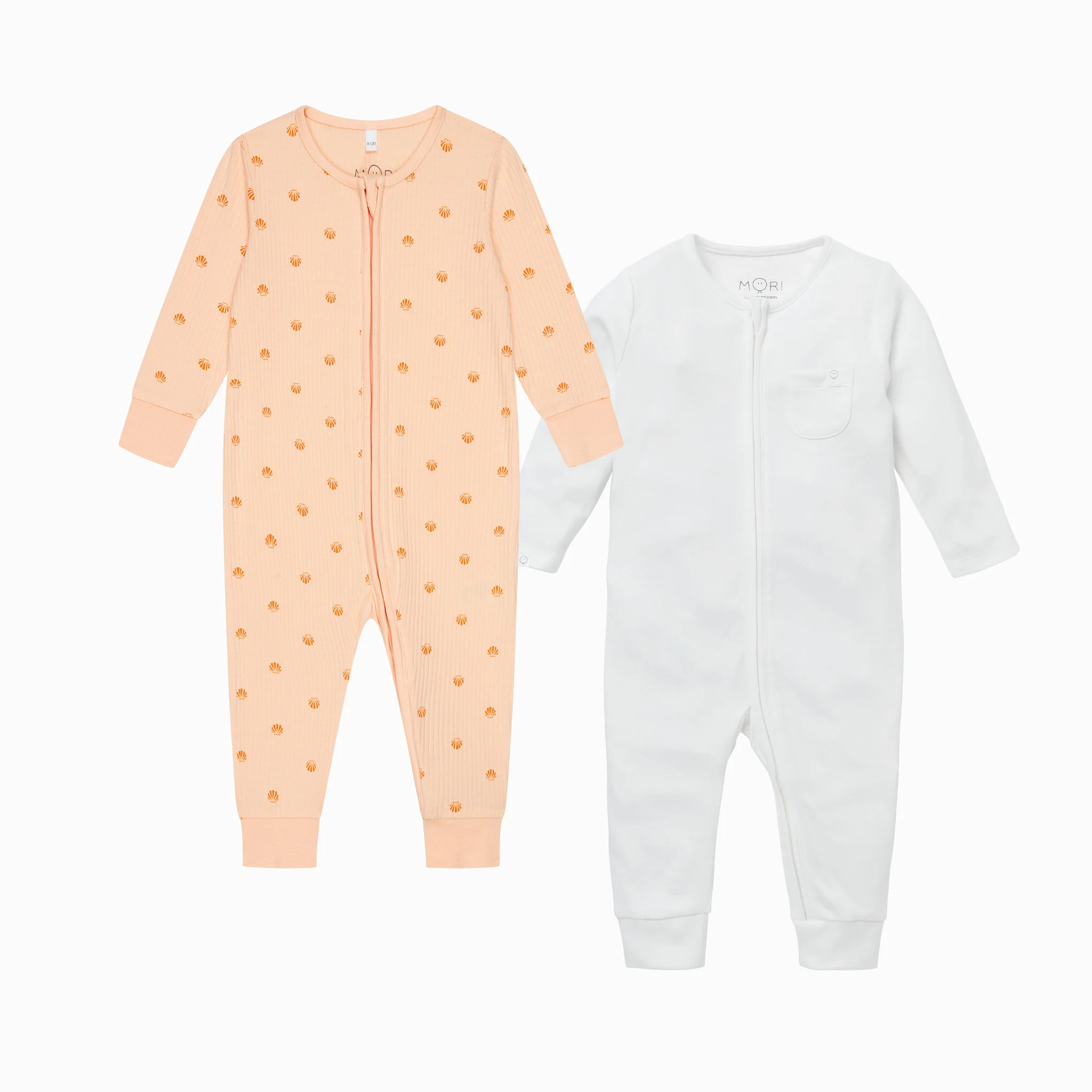 Shell Ribbed Clever Zip Sleepsuit 2 Pack - Image 2