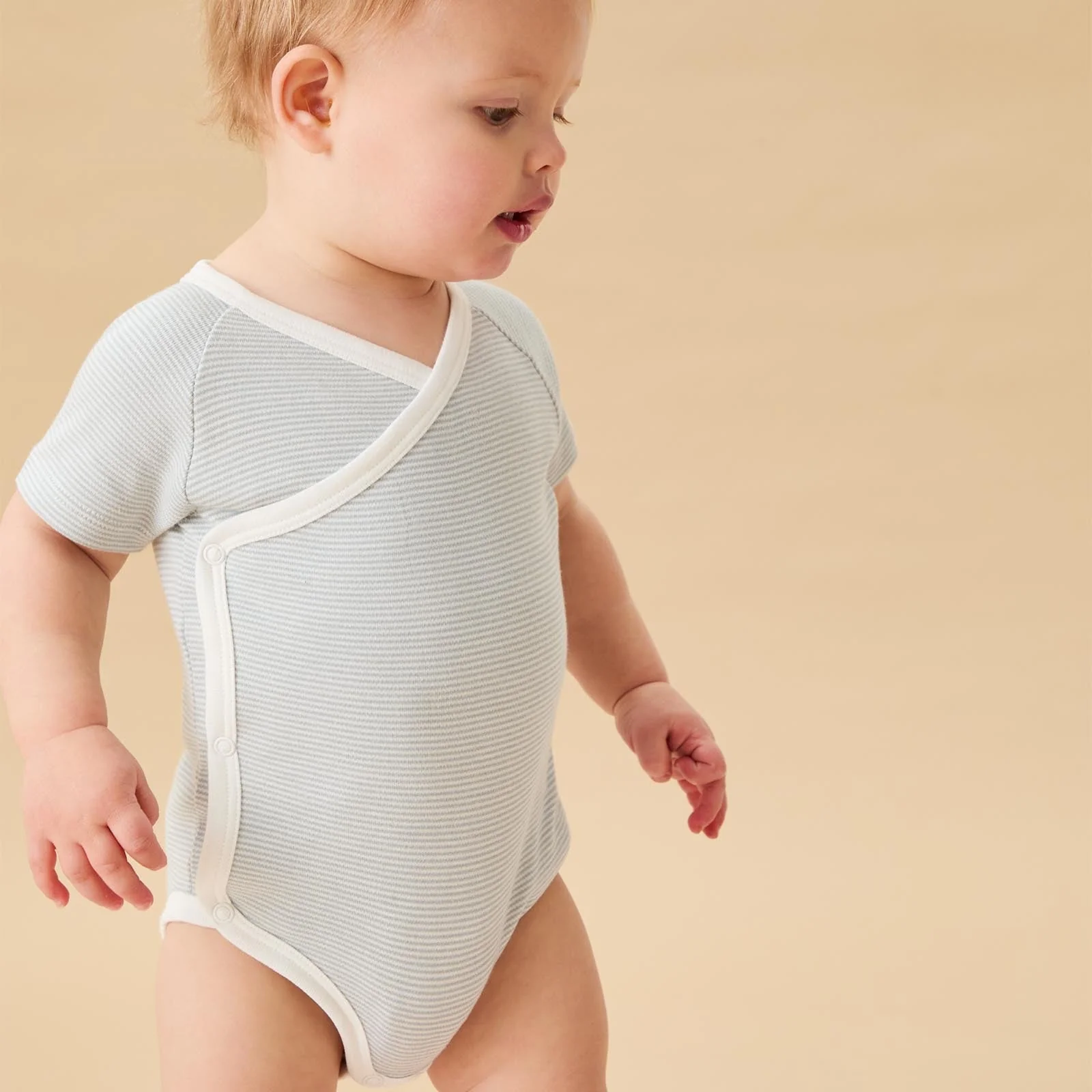 Short Sleeve Kimono Bodysuit - Blue Stripe - Image 2