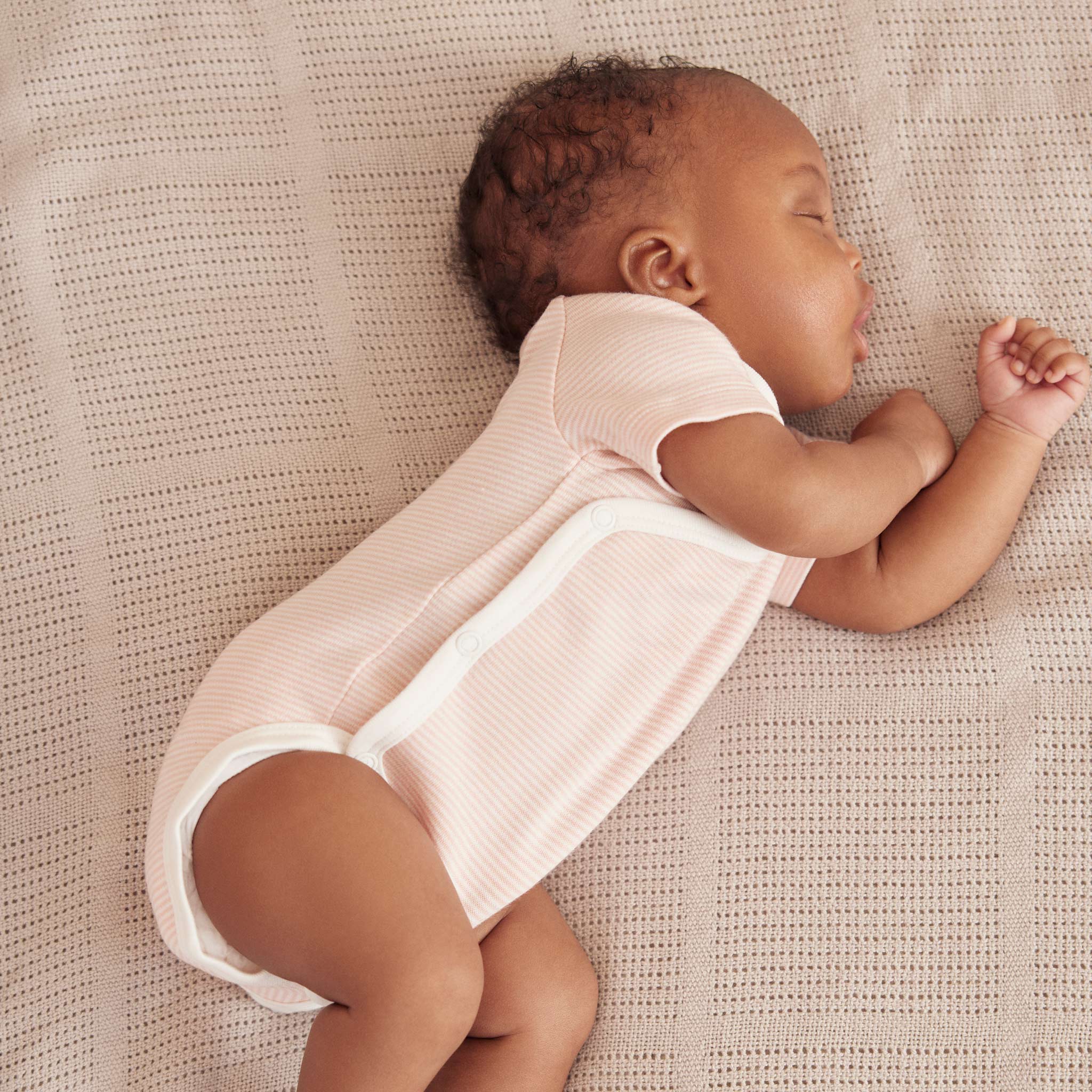 Short Sleeve Kimono Bodysuit - Blush Stripe - Image 2