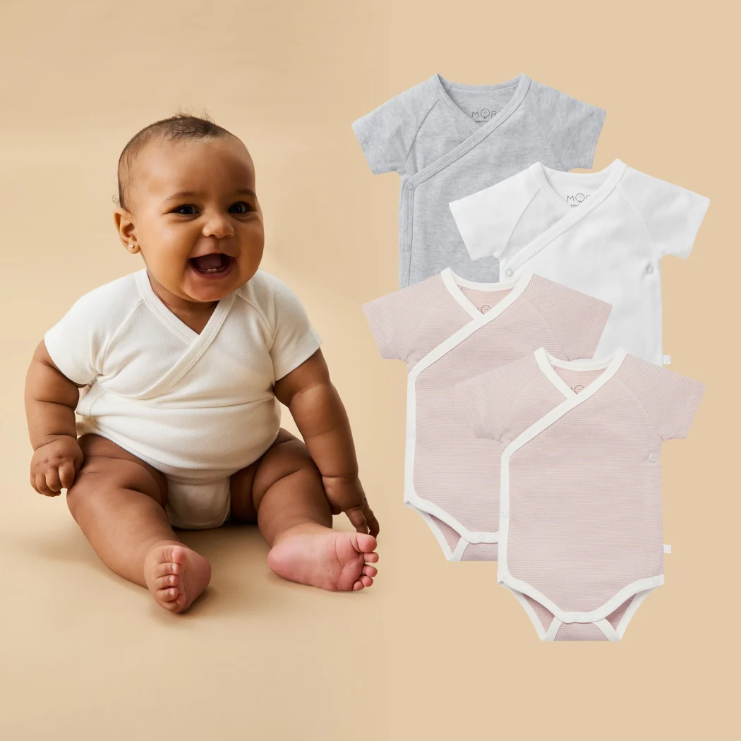 Short Sleeve Kimono Bodysuit 4 Pack - Image 3