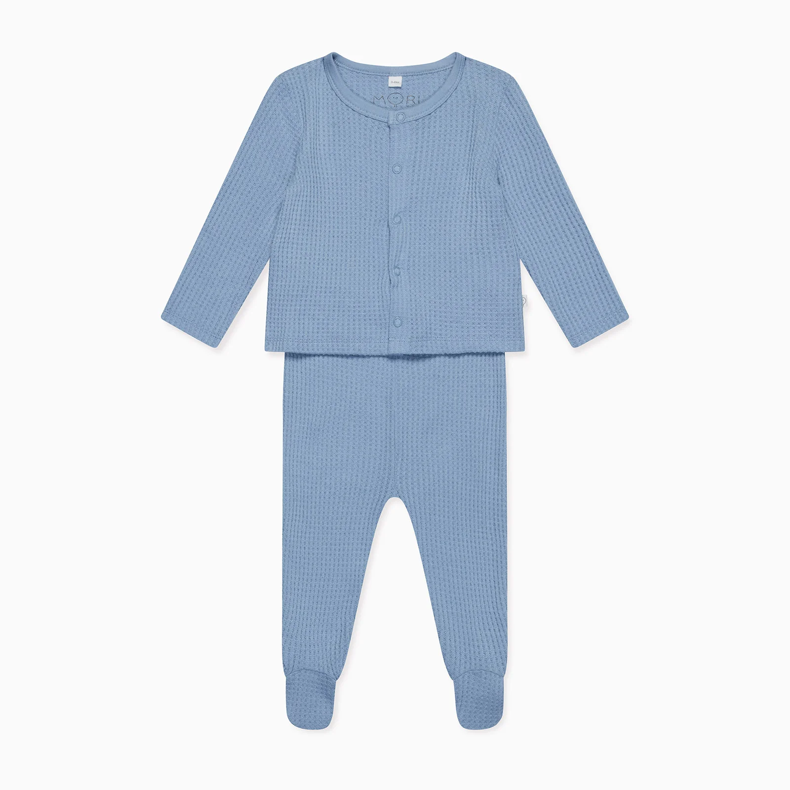 Sky Waffle Cardigan & Footed Leggings Outfit
