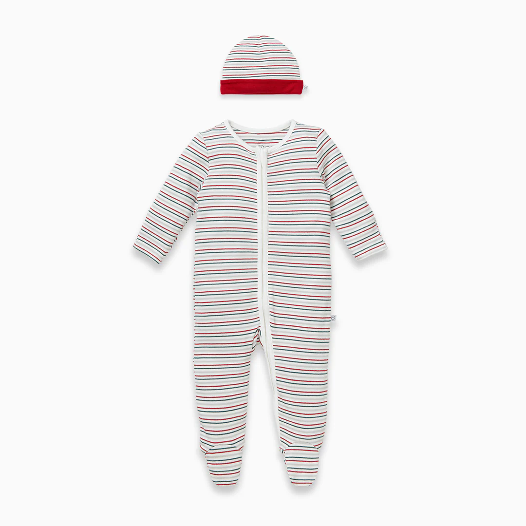 Sleepy Stripe Hat & Zip-Up Sleepsuit