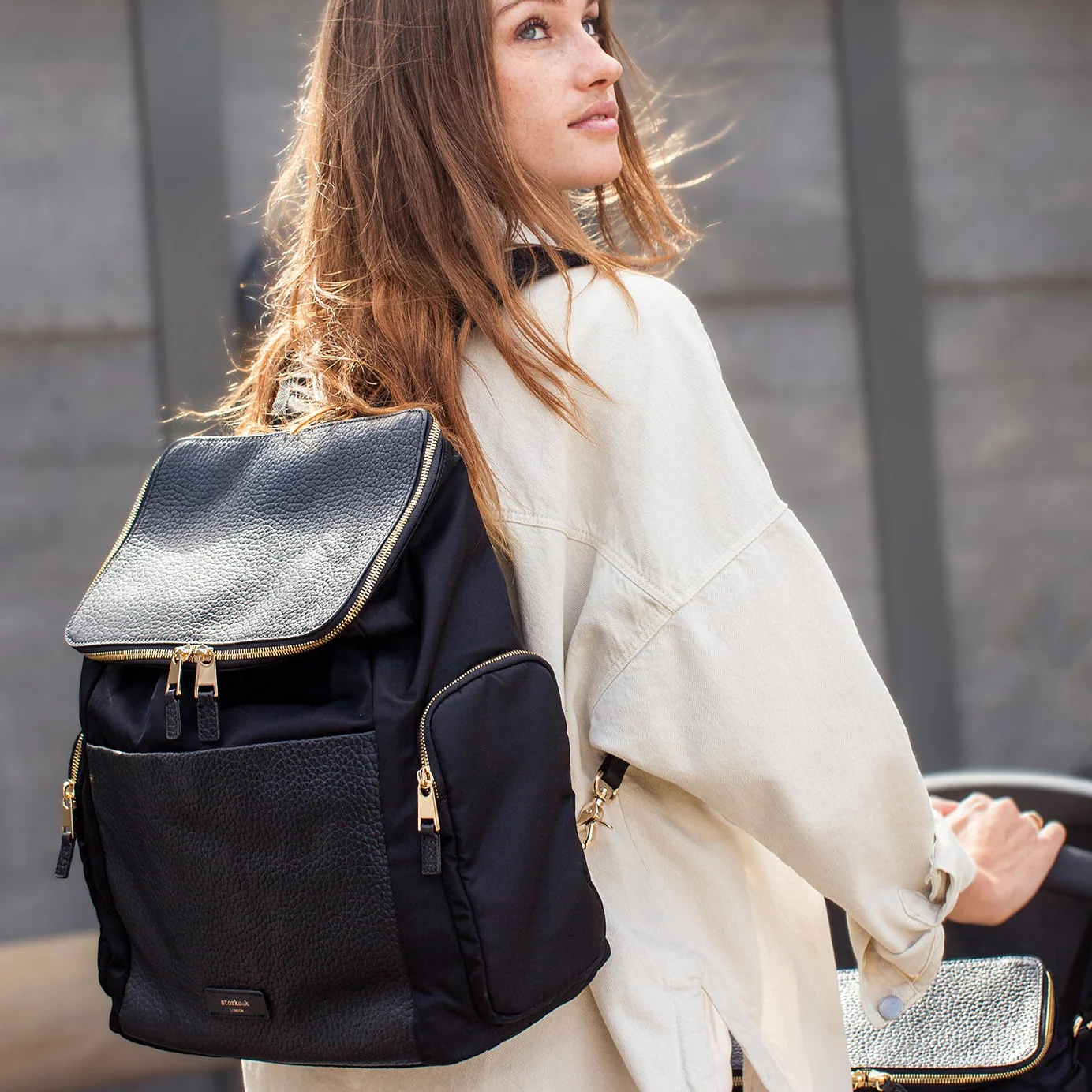 Storksak Alyssa Changing Bag - Black & Gold