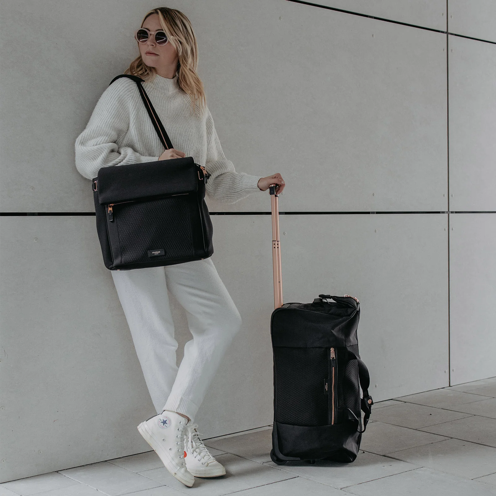 Storksak St James Scuba Changing Bag - Black & Rose Gold - Image 8