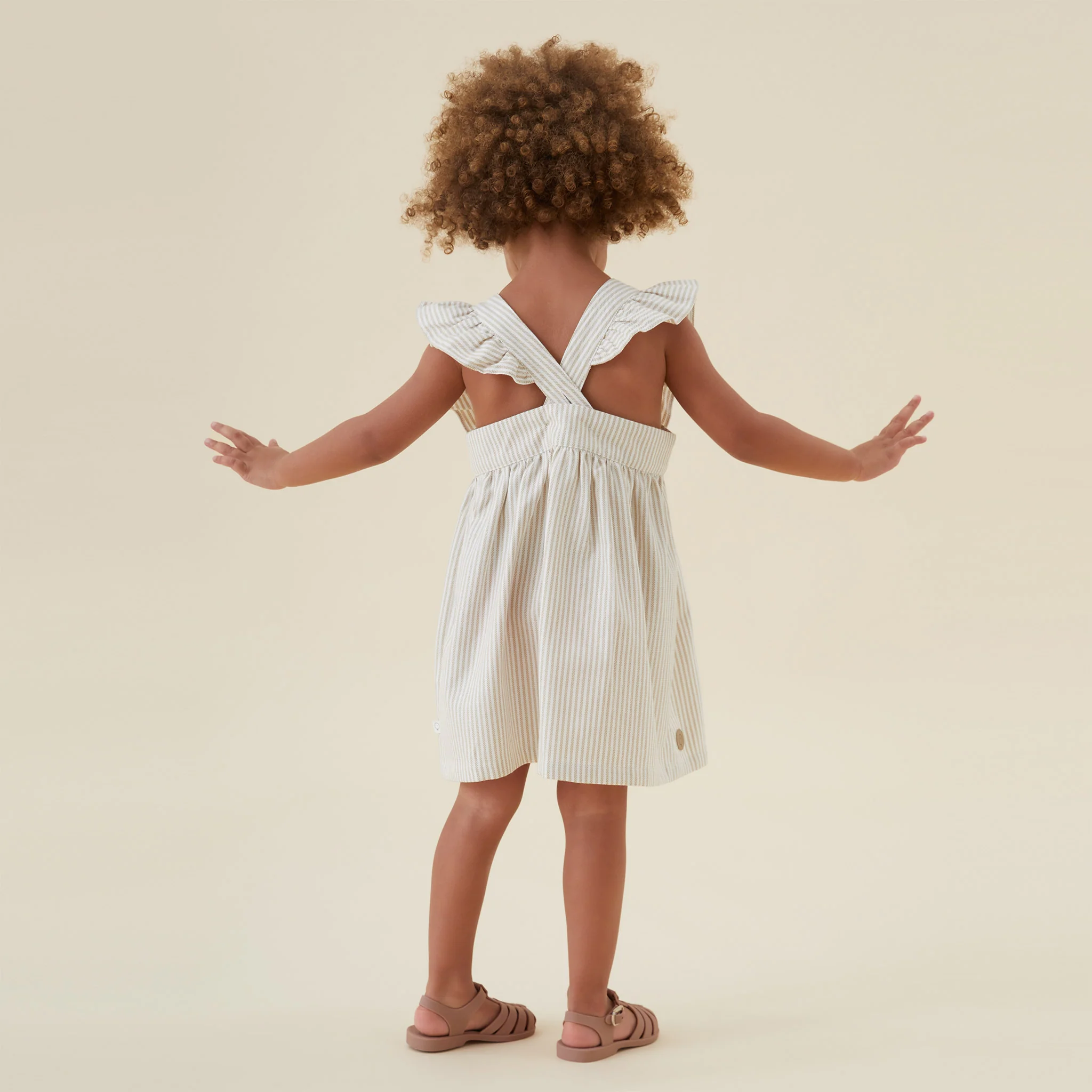 Striped Organic Cotton Frilled Dress - Image 5