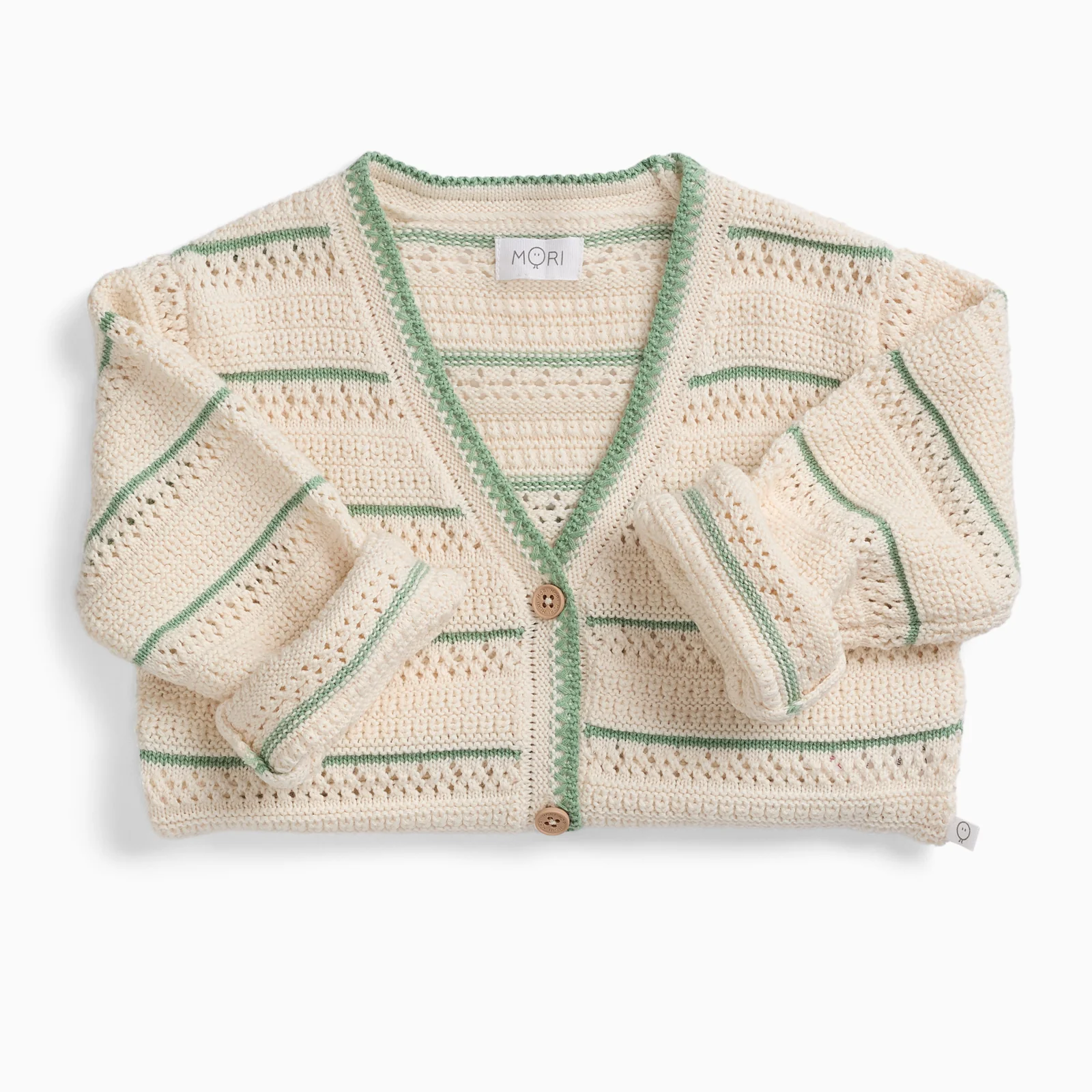 Striped Pointelle Knitted Cardigan - Image 3