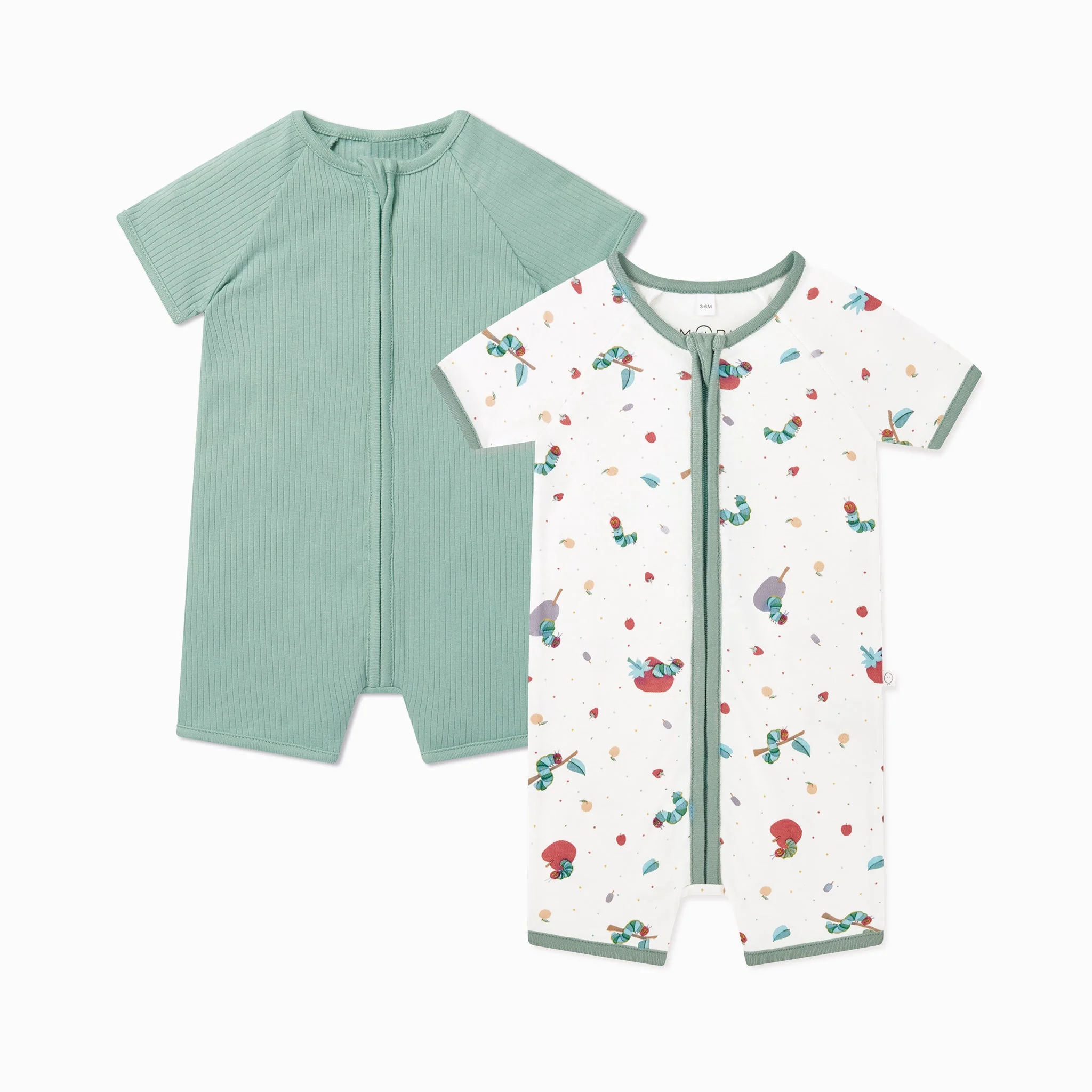 The Very Hungry Caterpillar & Ribbed Zip Summer Sleepsuit 2 Pack - Image 2