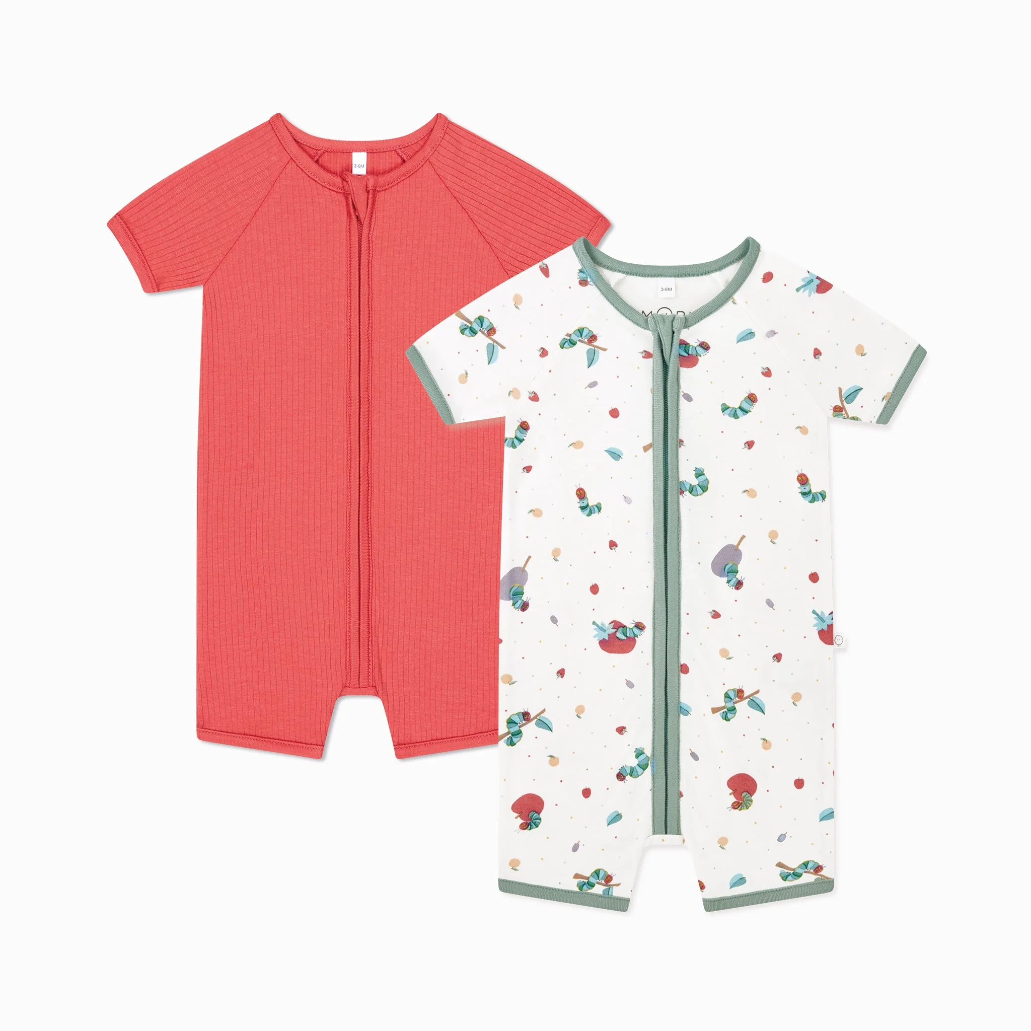 The Very Hungry Caterpillar & Ribbed Zip Summer Sleepsuit 2 Pack - Image 3