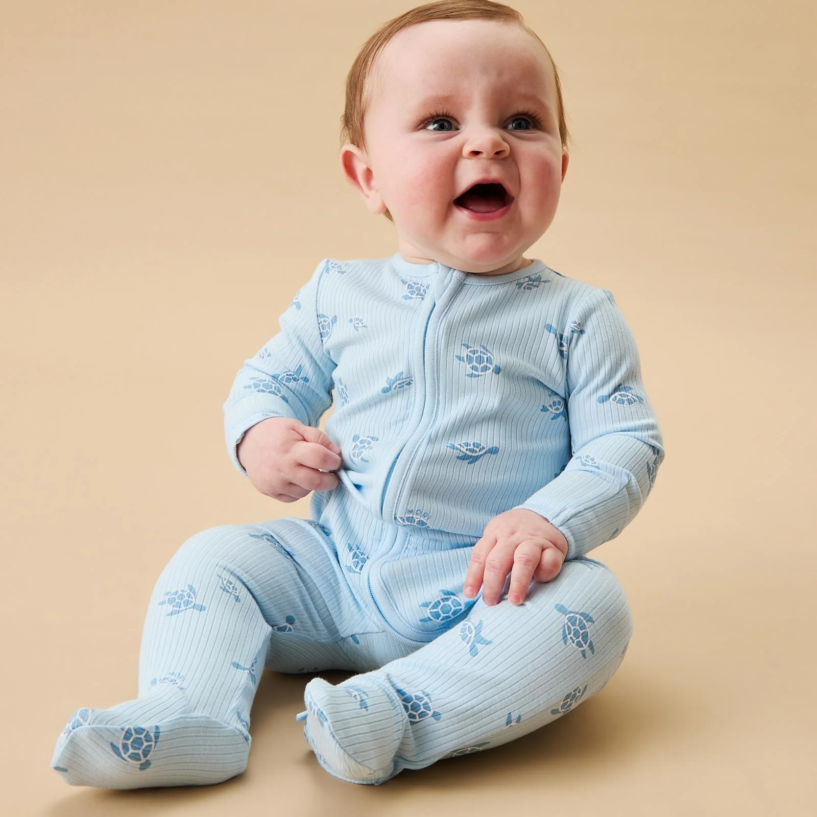Turtles Ribbed Clever Zip Sleepsuit