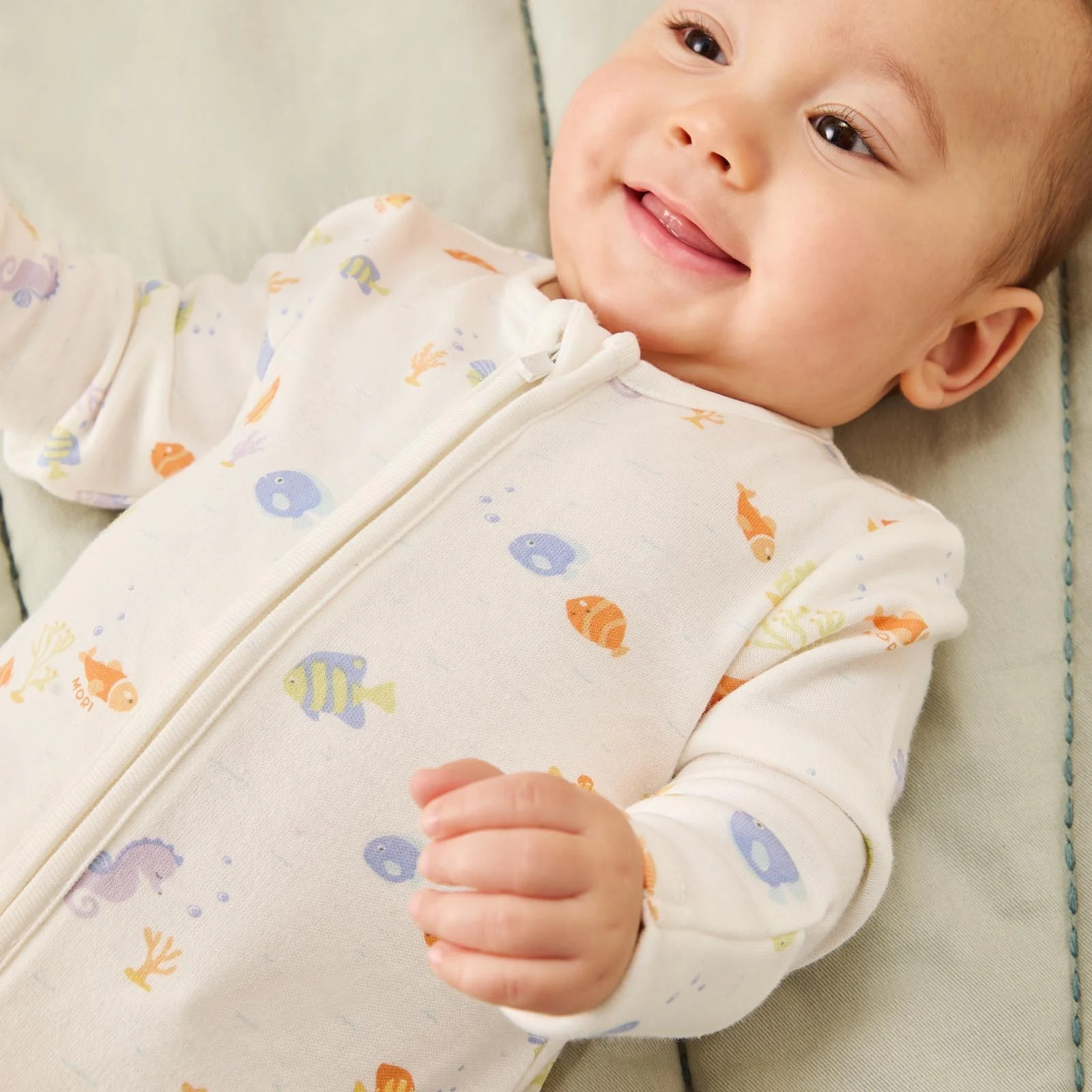 Turtles Ribbed & Little Fish Clever Zip Sleepsuit 2 Pack - Image 4