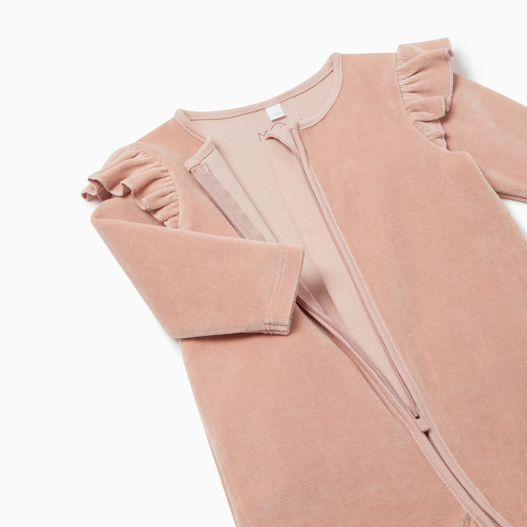 Velour Frill Zip-Up Romper - Image 3