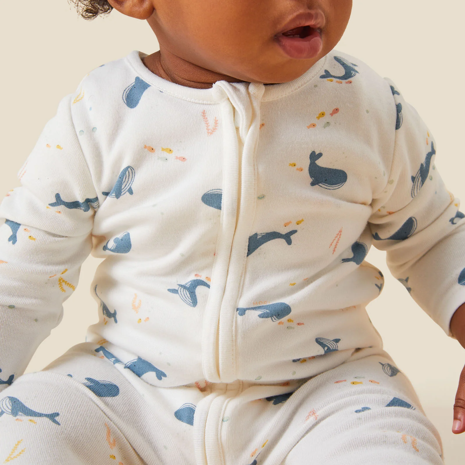 Whale Print Clever Zip Sleepsuit - Image 3