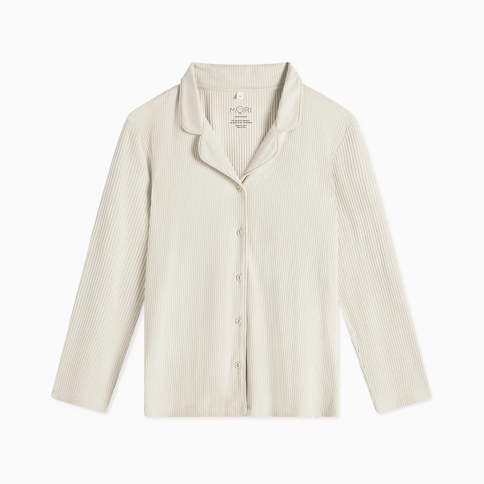 Women's Ribbed Collared Pyjamas - Ecru - Image 2